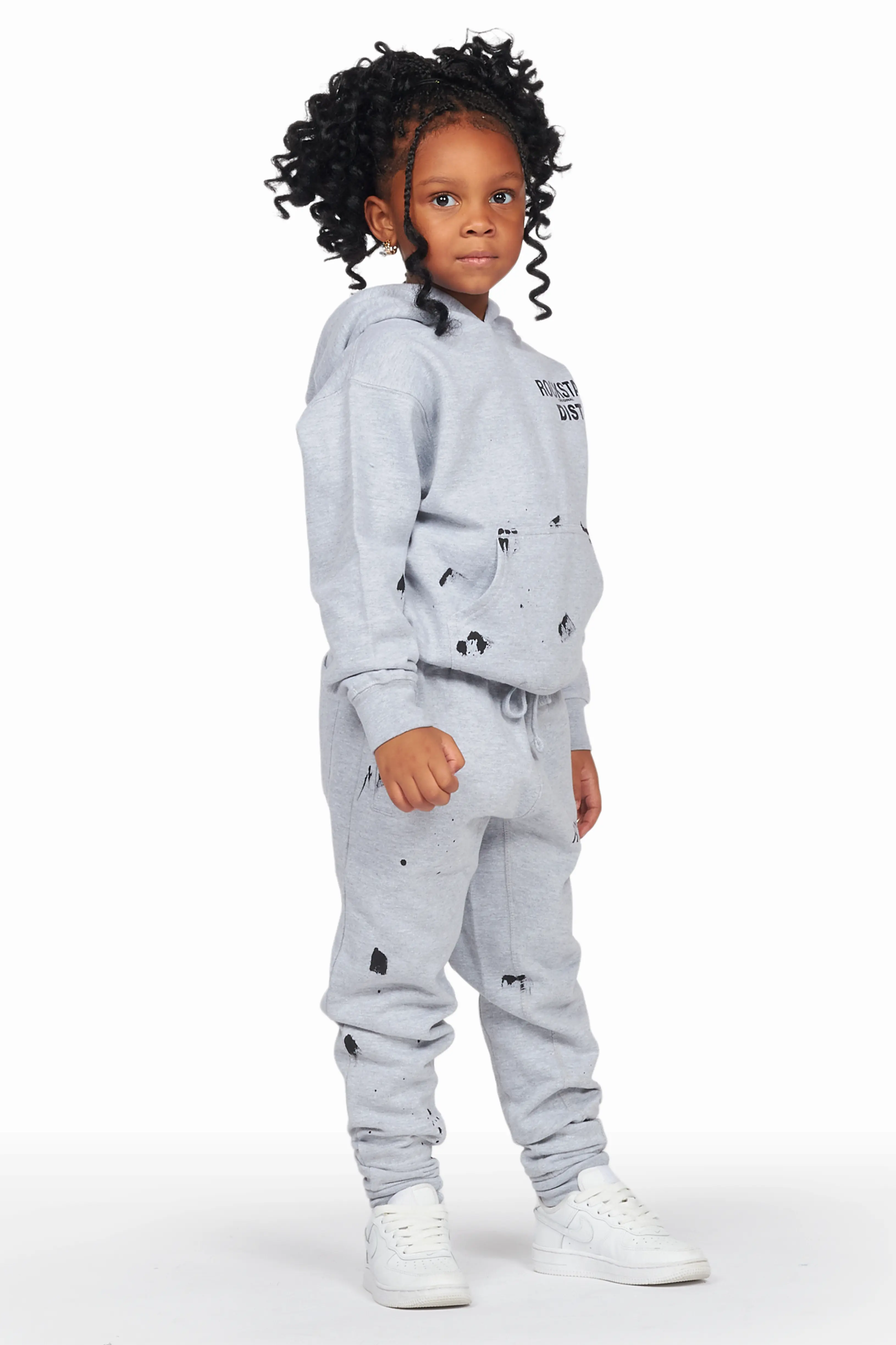 Girls Raffie Heather Grey Hoodie Jogger Set - Image 5