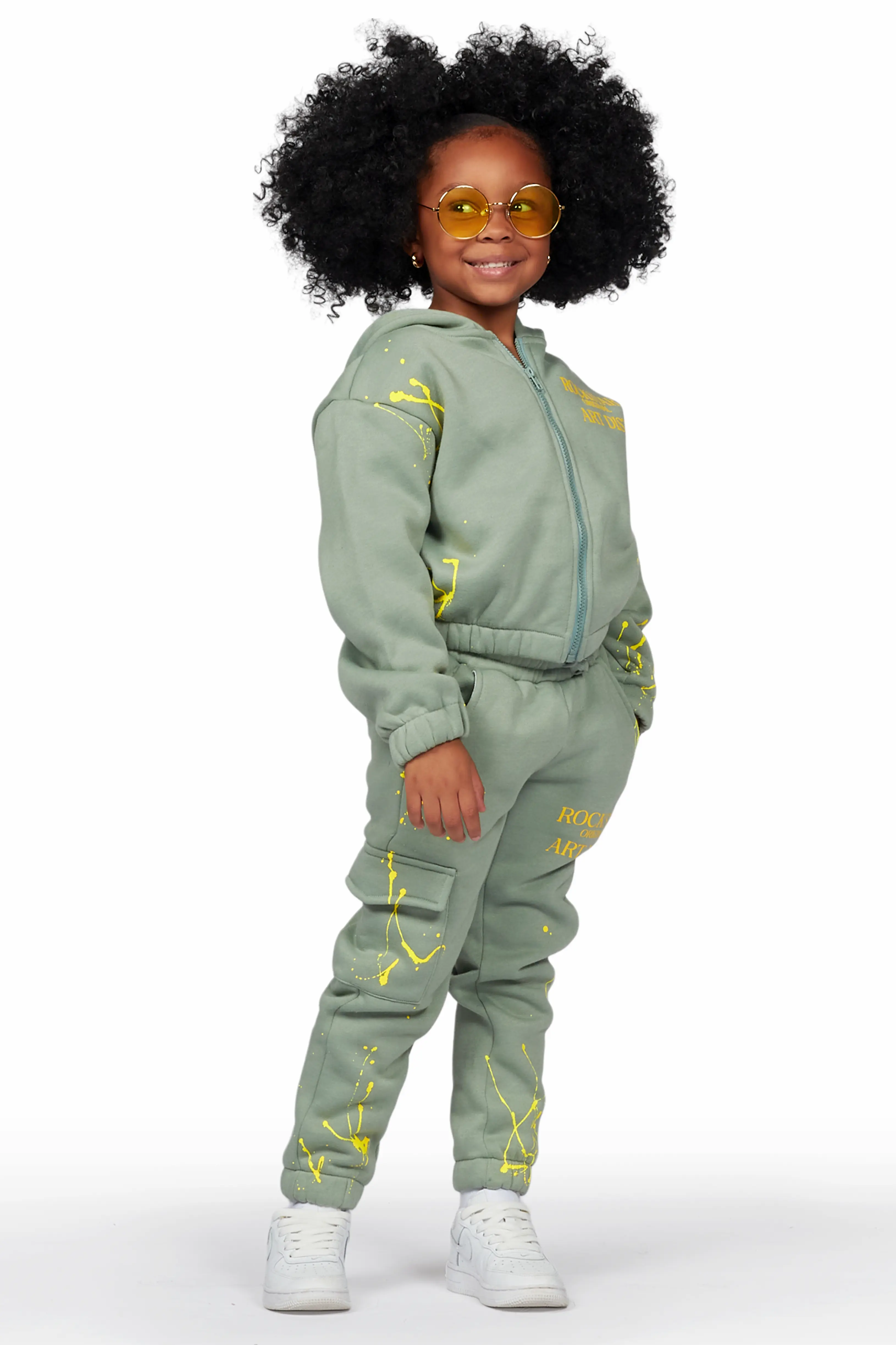Girls Bass Sage Zip Up Hoodie Pant Set - Image 3