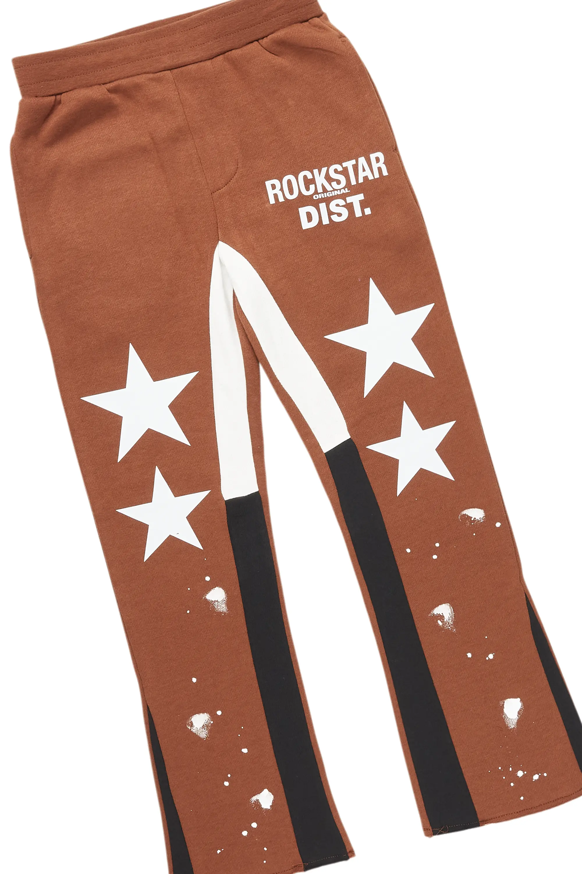Girls Harlow Brown Hoodie Stacked Flare Track Set - Image 3