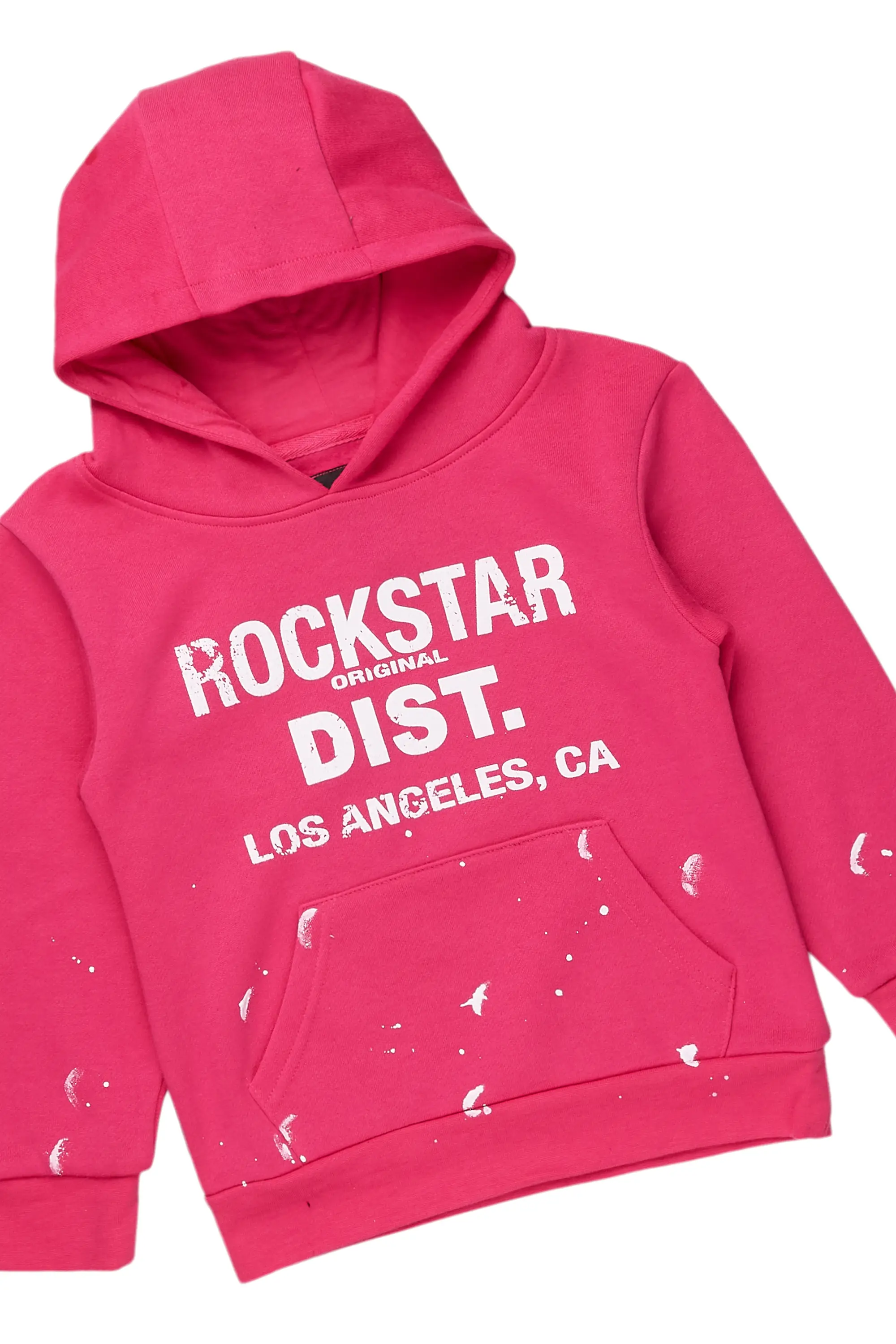 Girls Harlow Fuchsia Hoodie Stacked Flare Track Set - Image 3