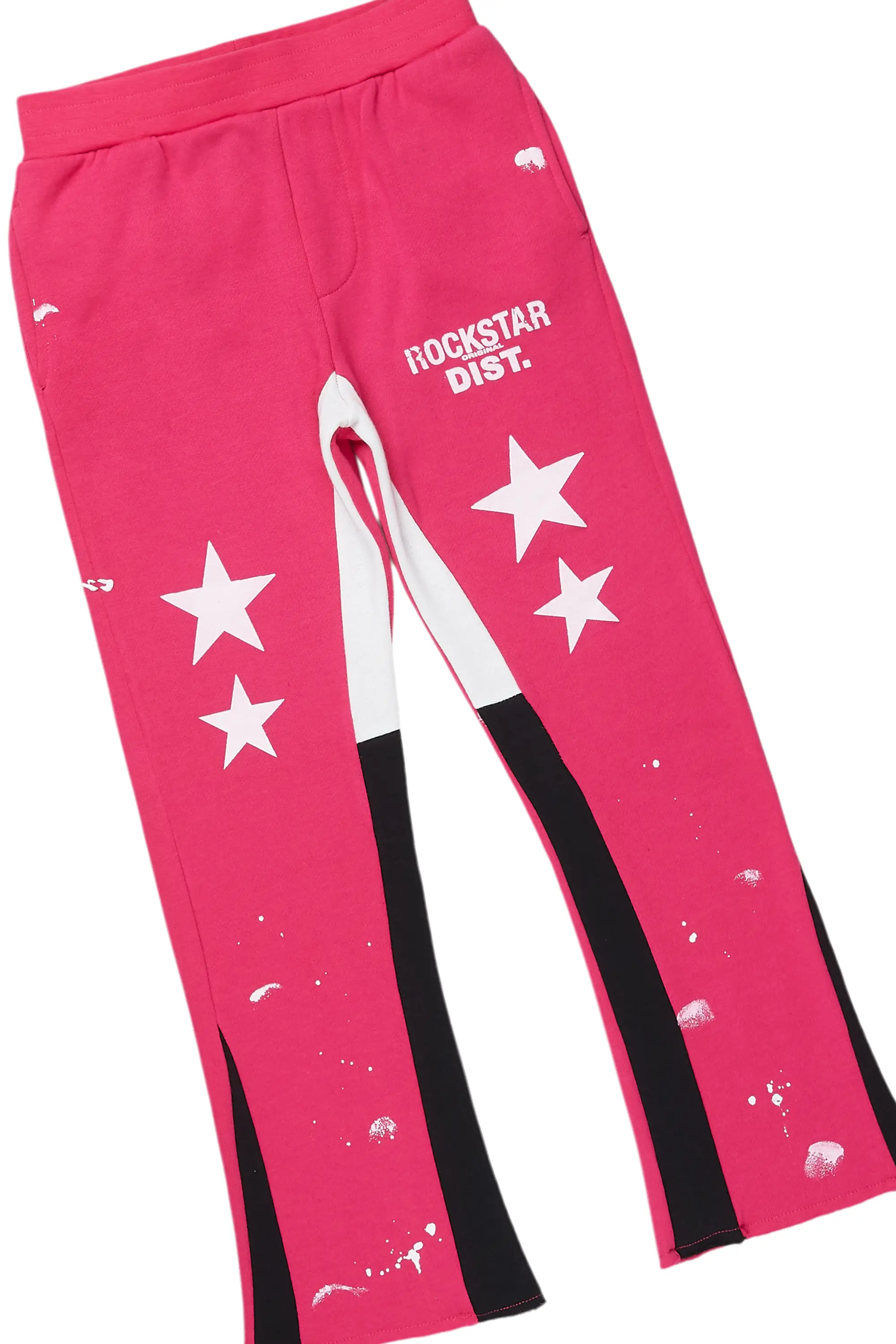 Girls Harlow Fuchsia Hoodie Stacked Flare Track Set - Image 4