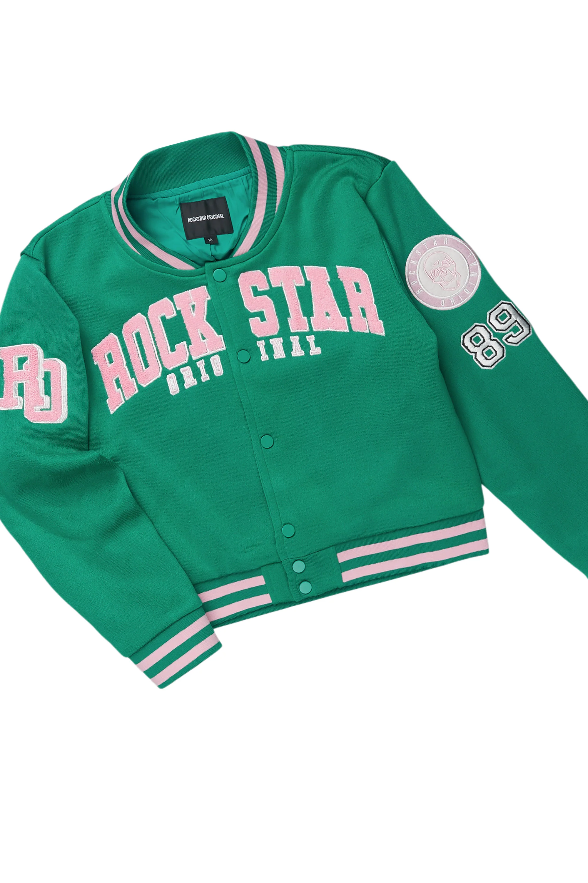 Girls Esmeralda Green Fleece Super Stacked Flare Track Set - Image 2