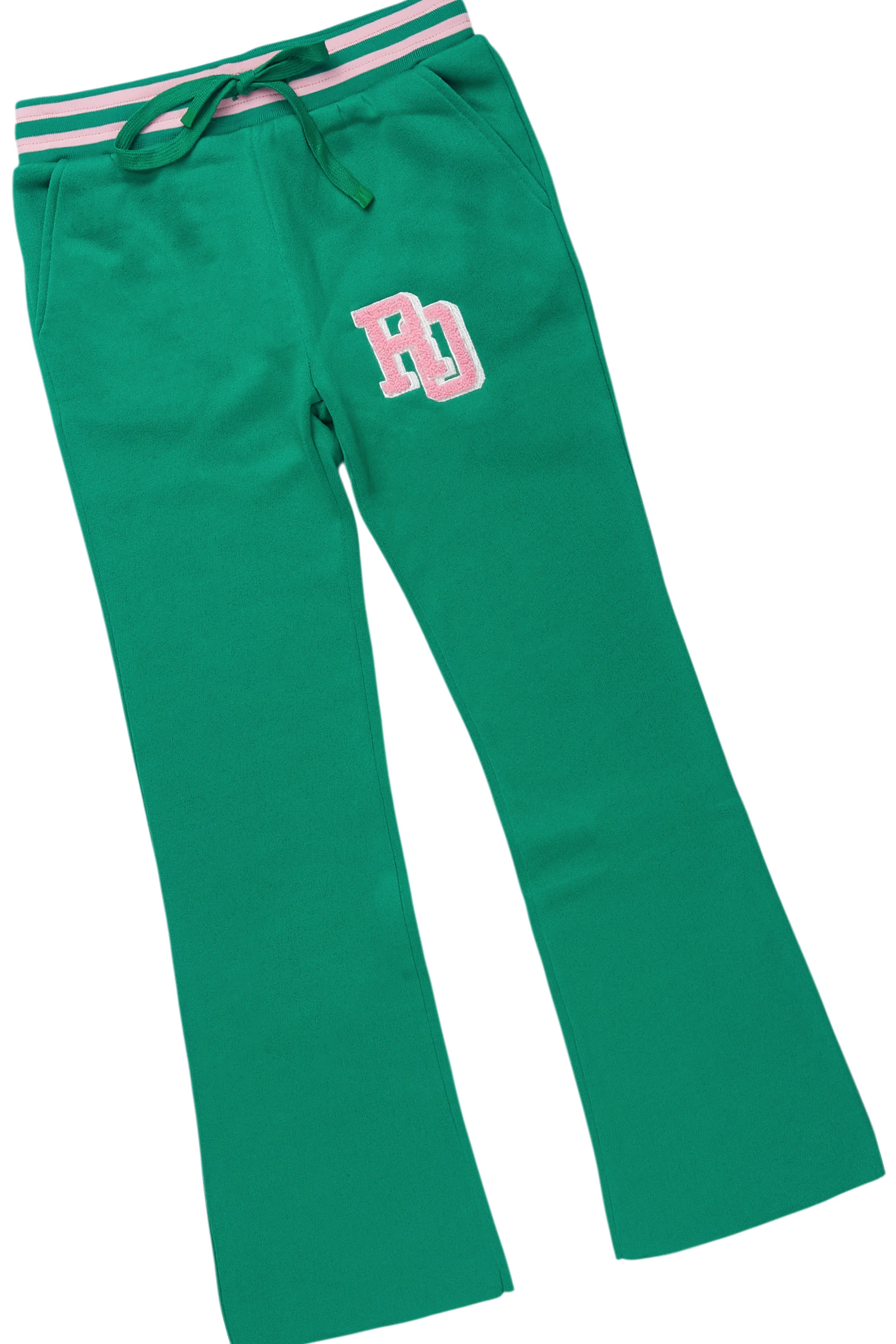 Girls Esmeralda Green Fleece Super Stacked Flare Track Set - Image 3