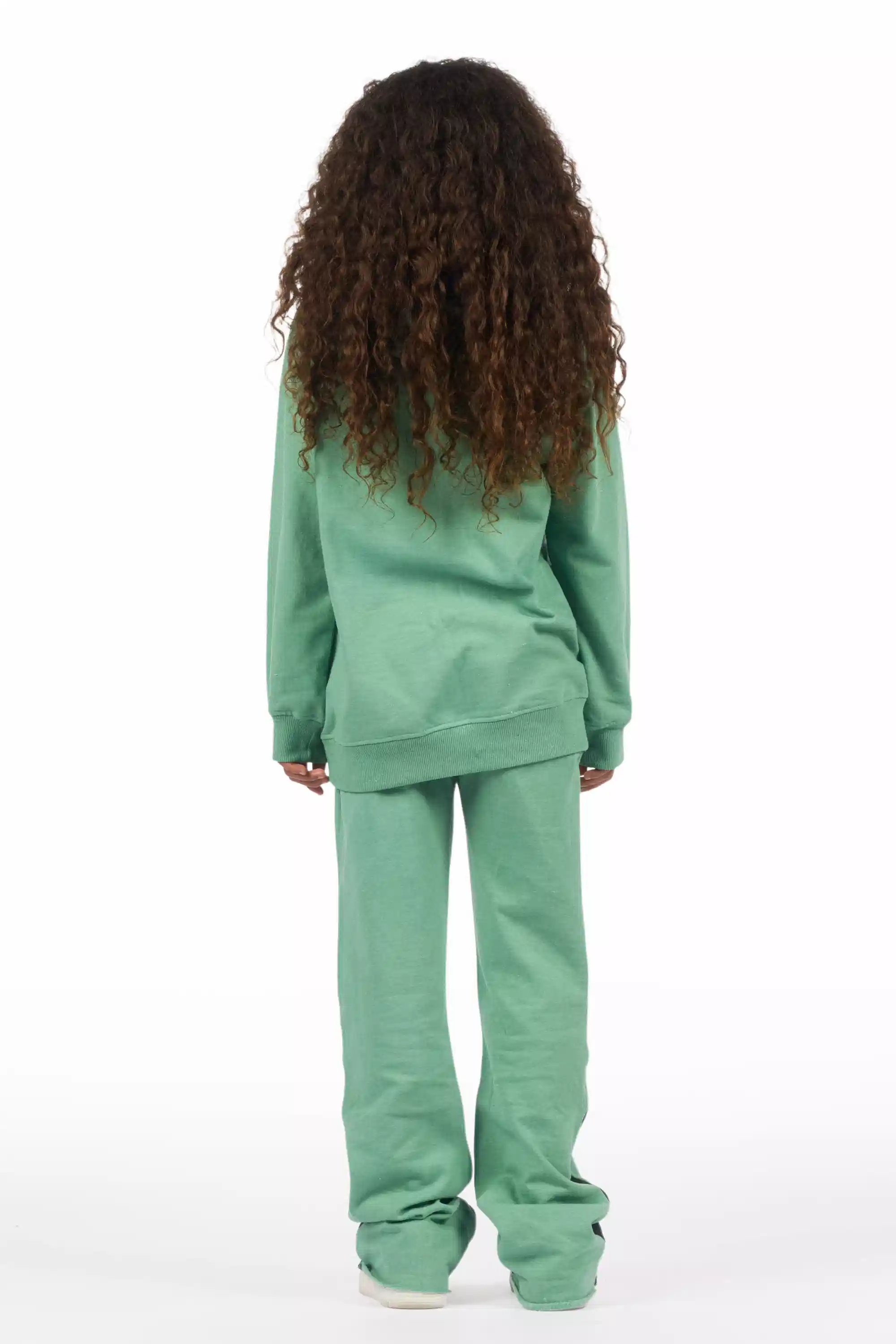 Girls Kammy Sage/Pink Hoodie Stacked Track Set - Image 5