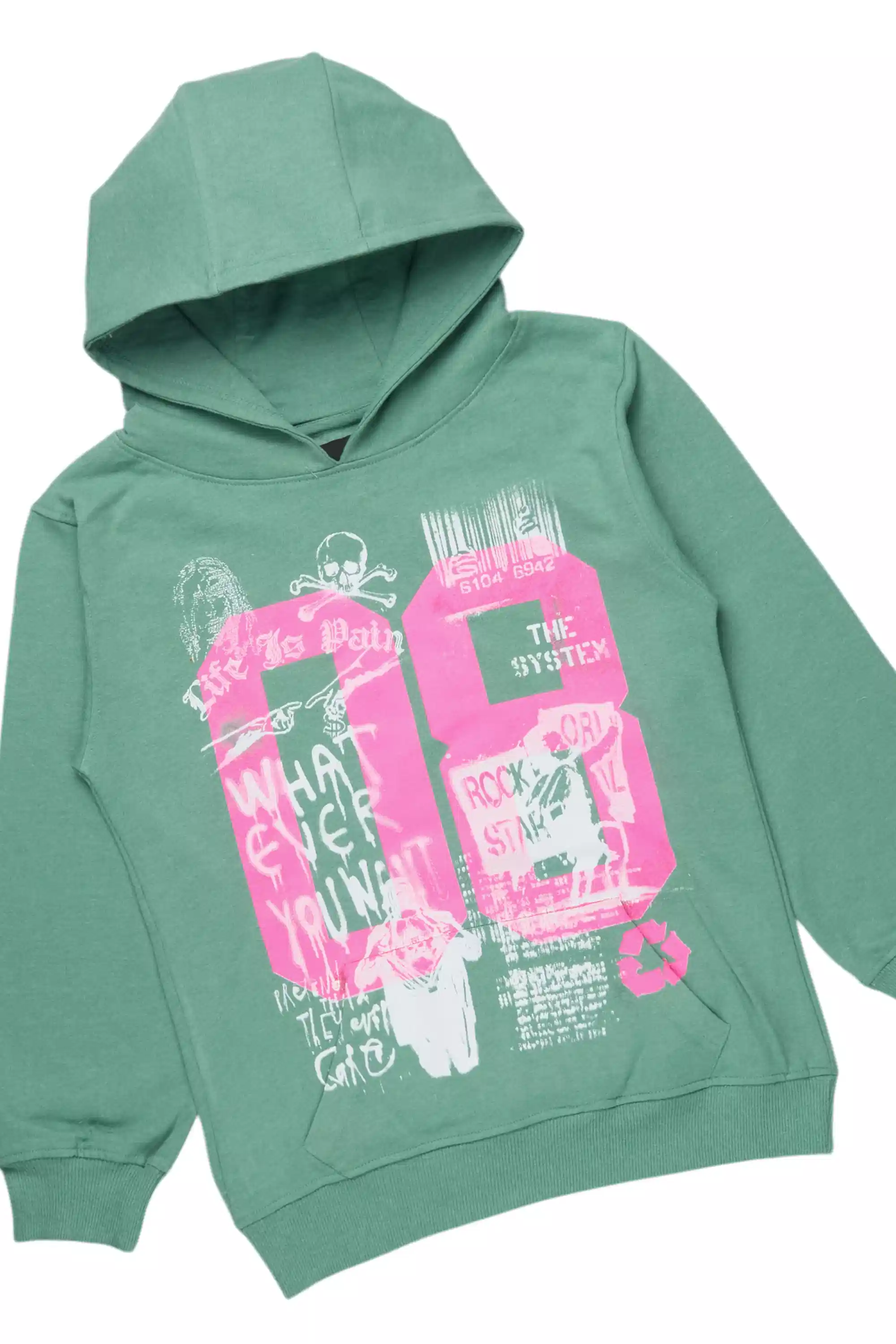 Girls Kammy Sage/Pink Hoodie Stacked Track Set - Image 8