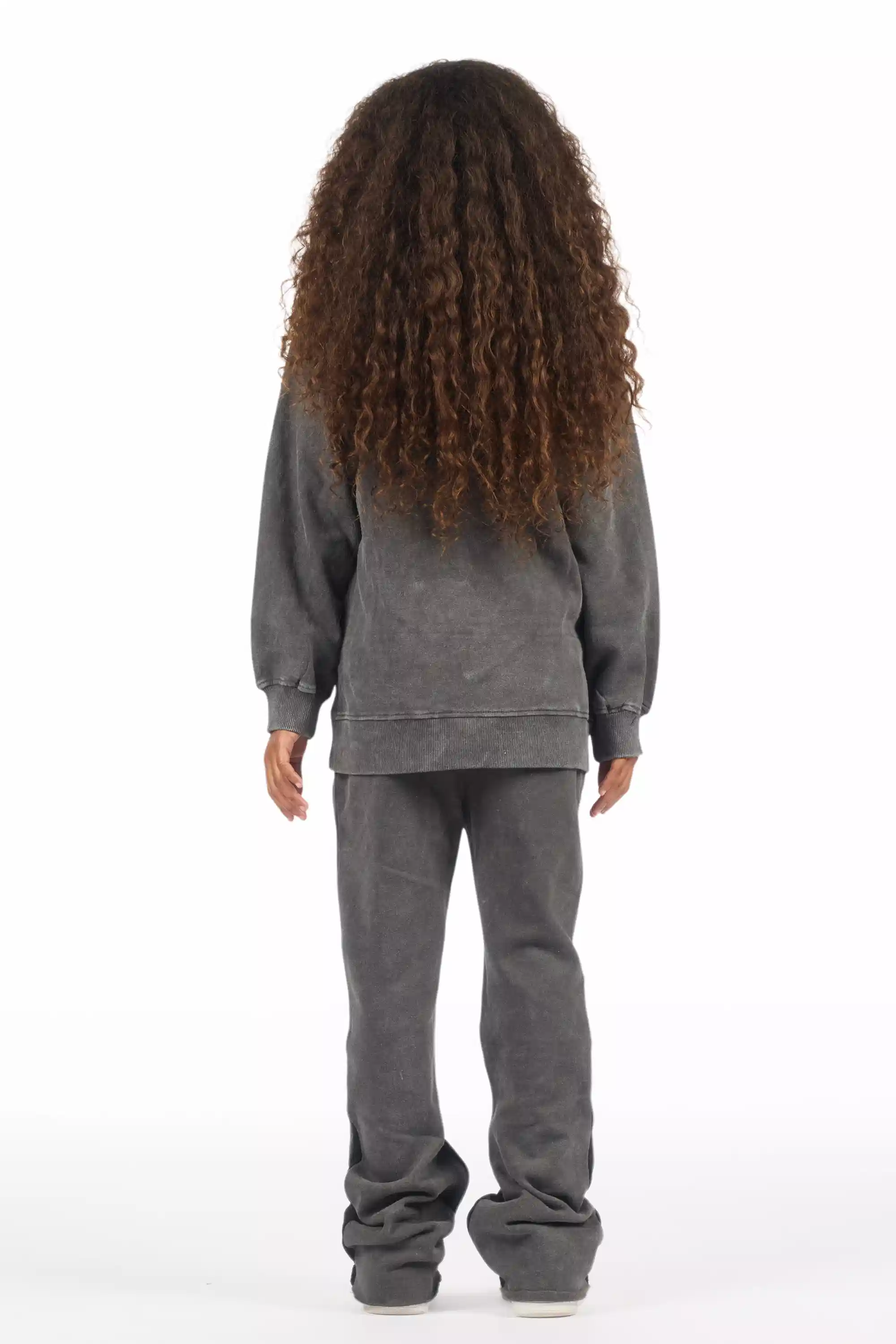 Girls Kammy Vintage Grey/Pink Hoodie Stacked Track Set - Image 5