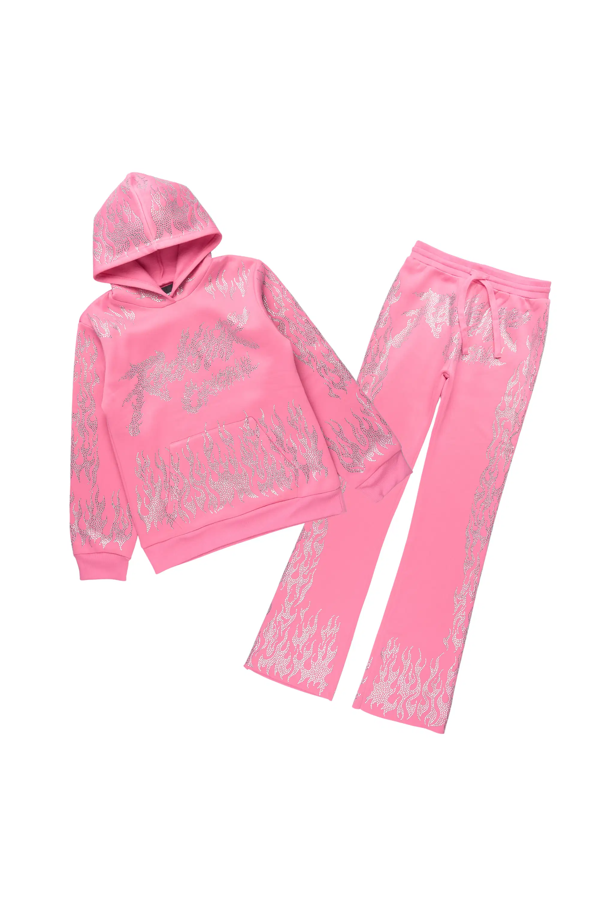 Girls Alaena 2.0 Pink Rhinestone Stacked Track Set