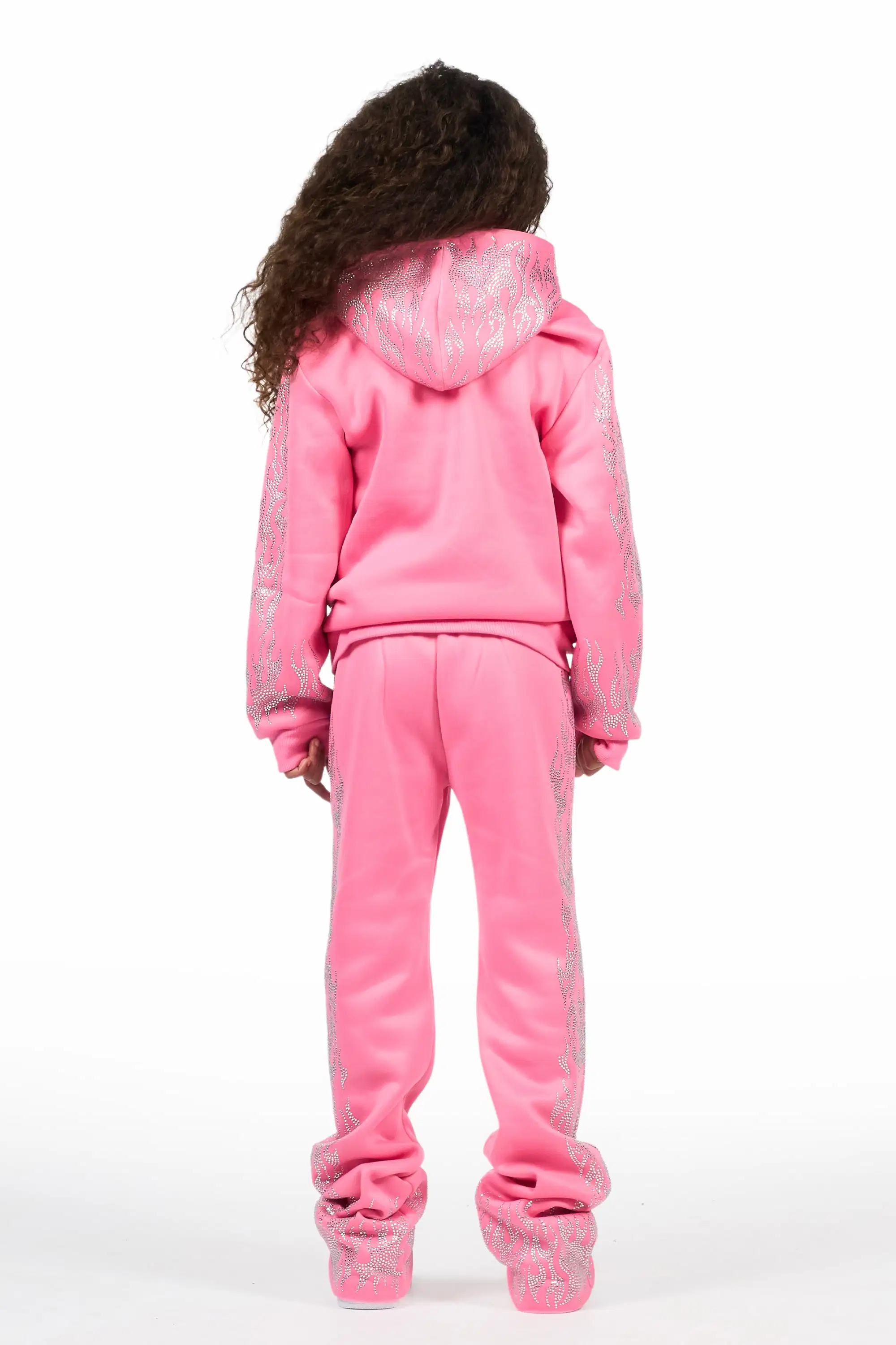 Girls Alaena 2.0 Pink Rhinestone Stacked Track Set - Image 4
