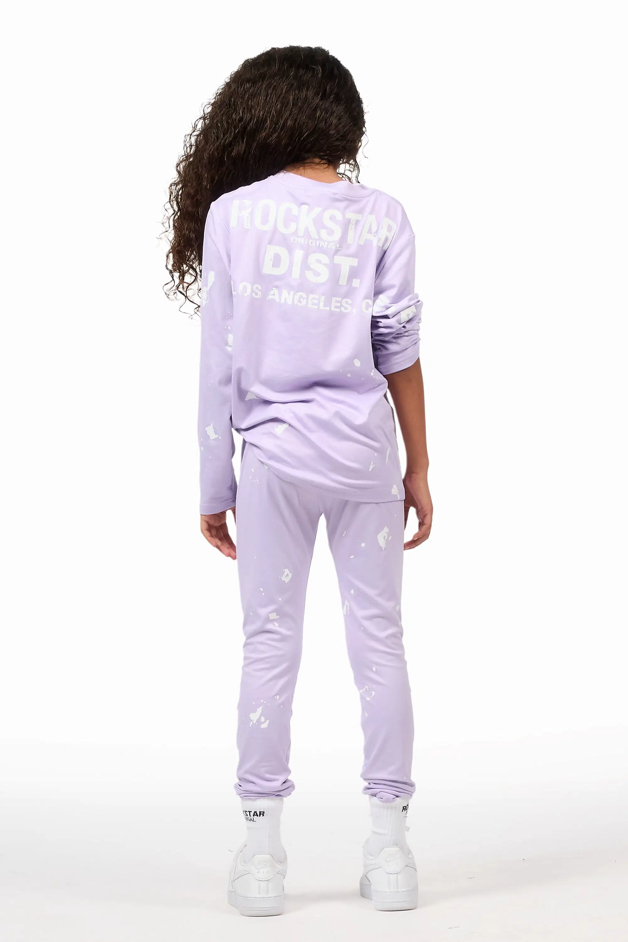 Girls Living For It Lavender Long Sleeve Lounge Set - Image 5