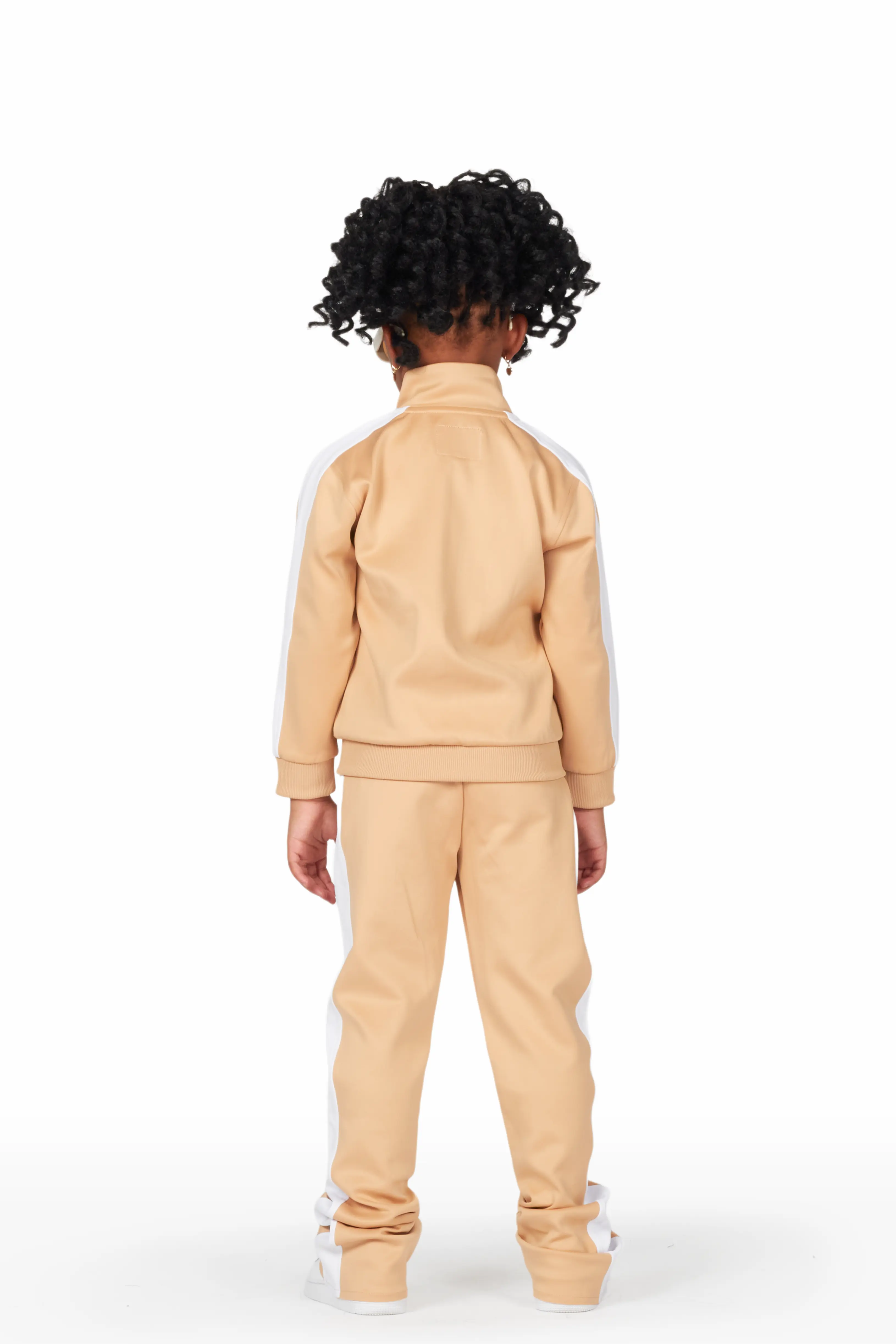 Girls Halloway Beige Zip Up Super Stacked Track Set - Image 4