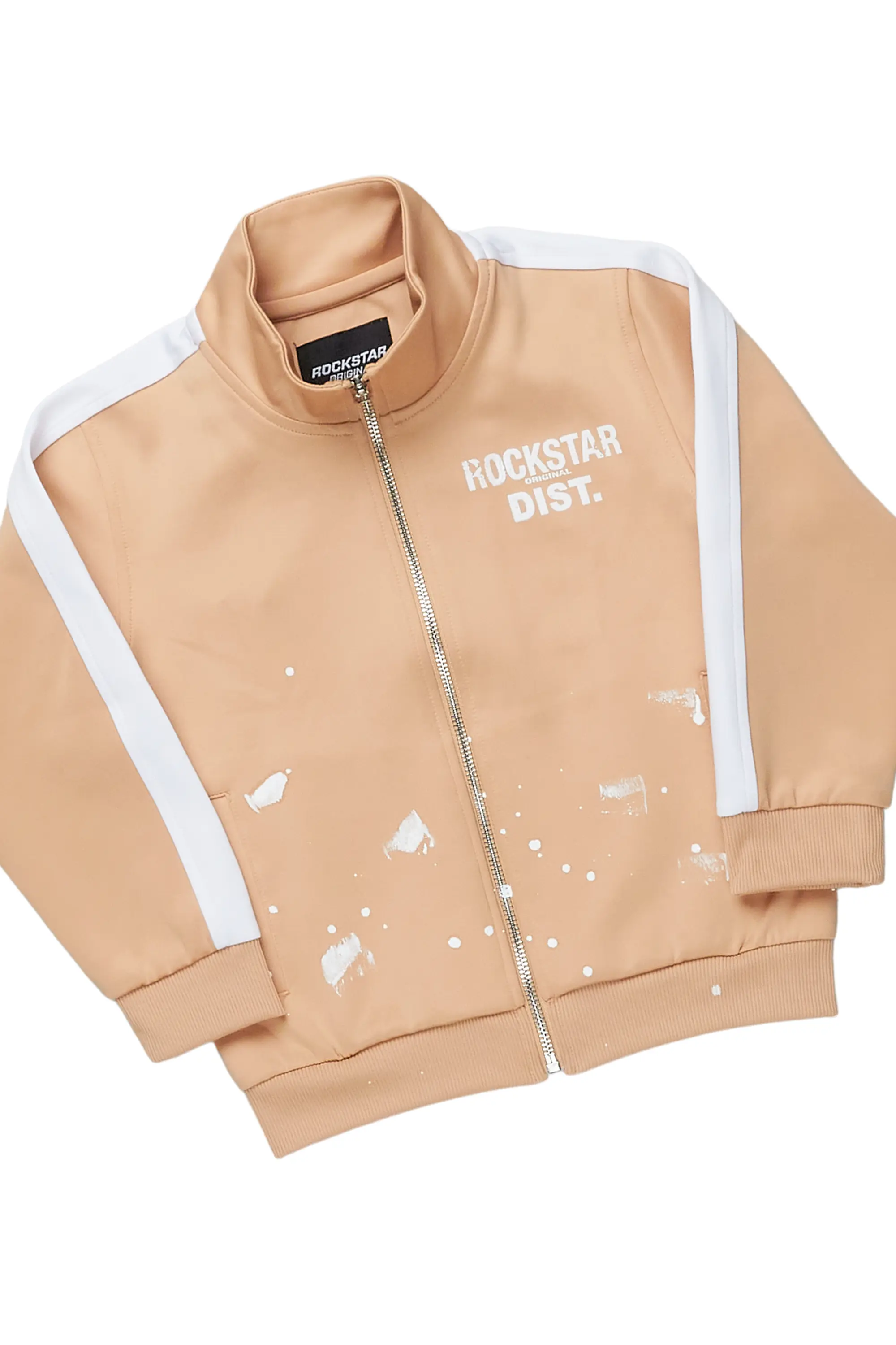Girls Halloway Beige Zip Up Super Stacked Track Set - Image 5