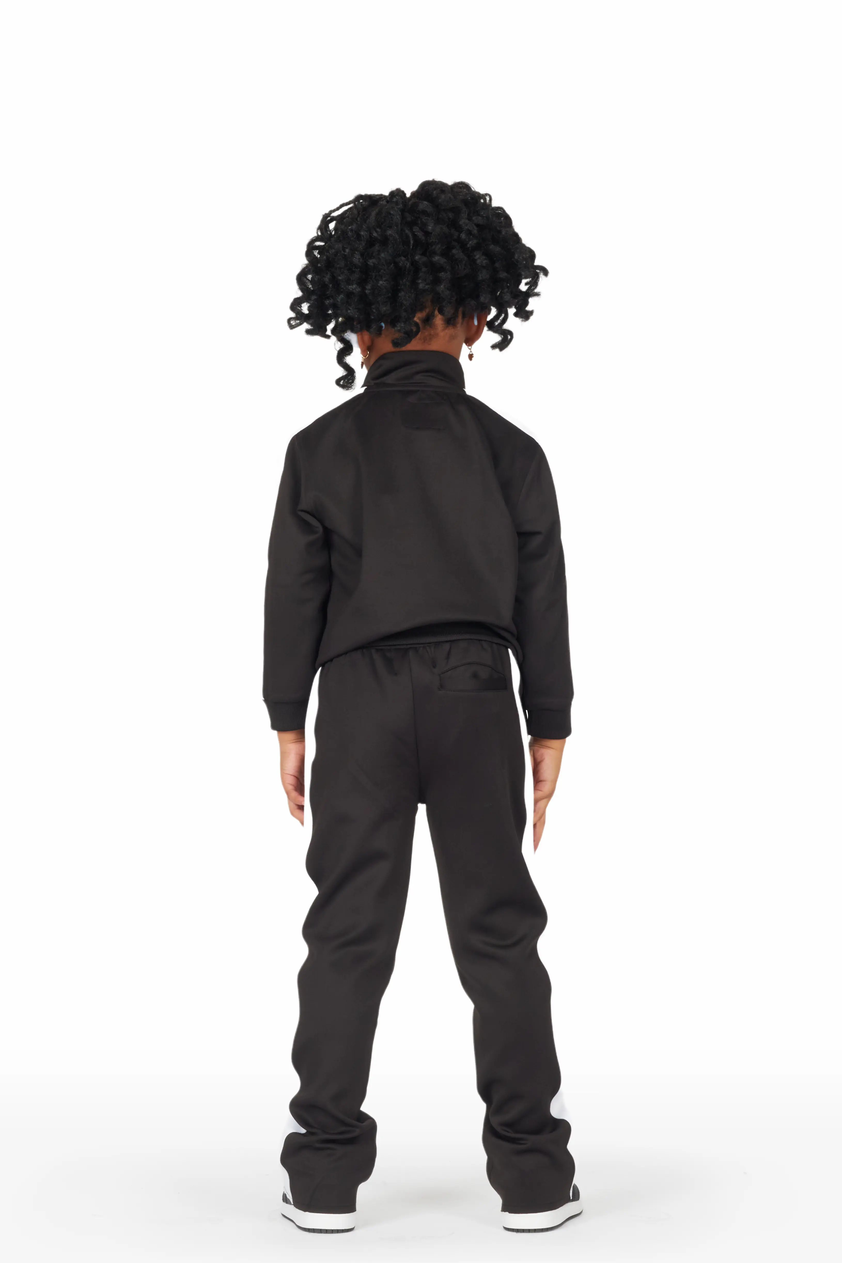 Girls Dravee Black Tricot Stacked Flare Track Set - Image 3