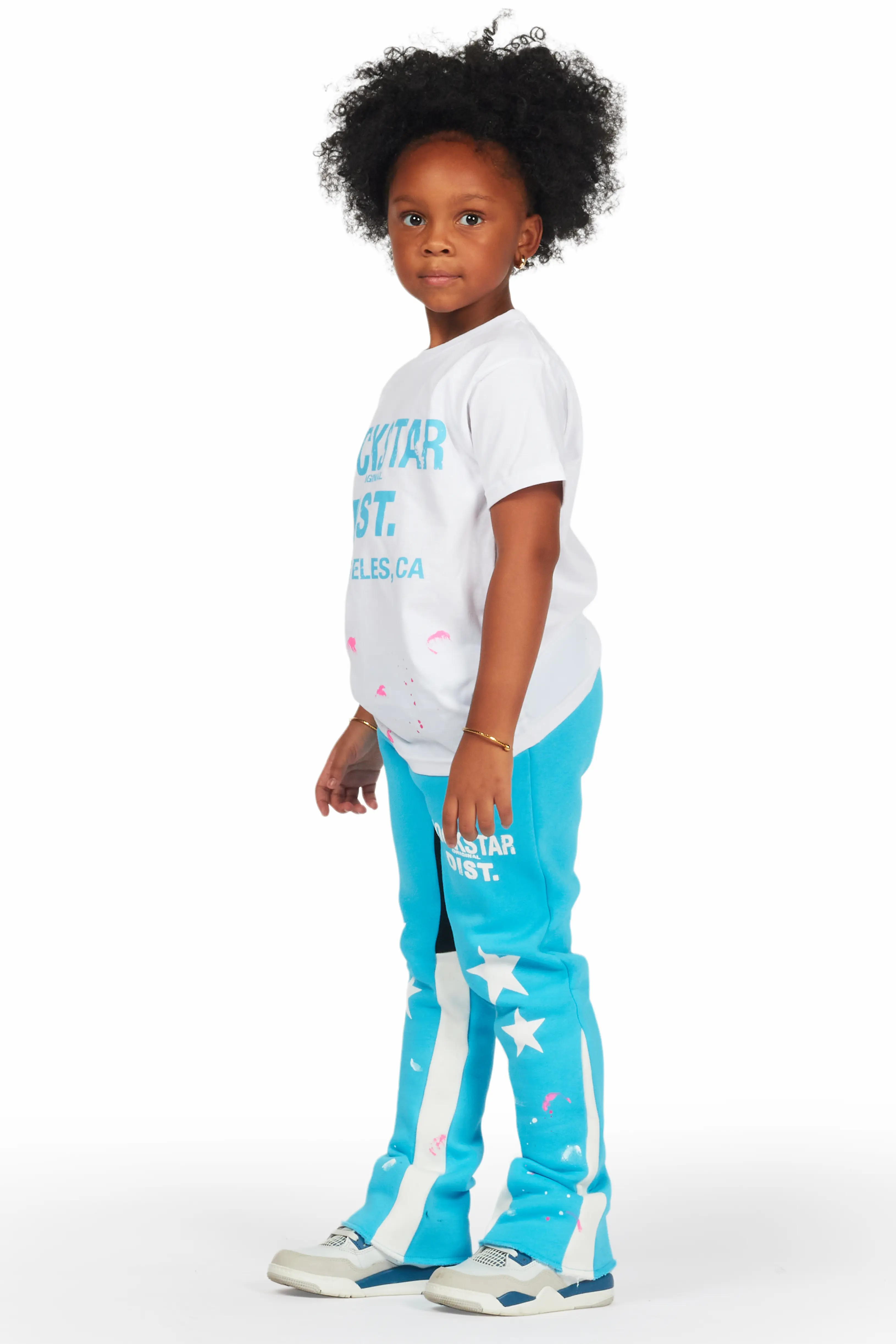 Girls Harlow Blue/White T-Shirt Stacked Set - Image 3