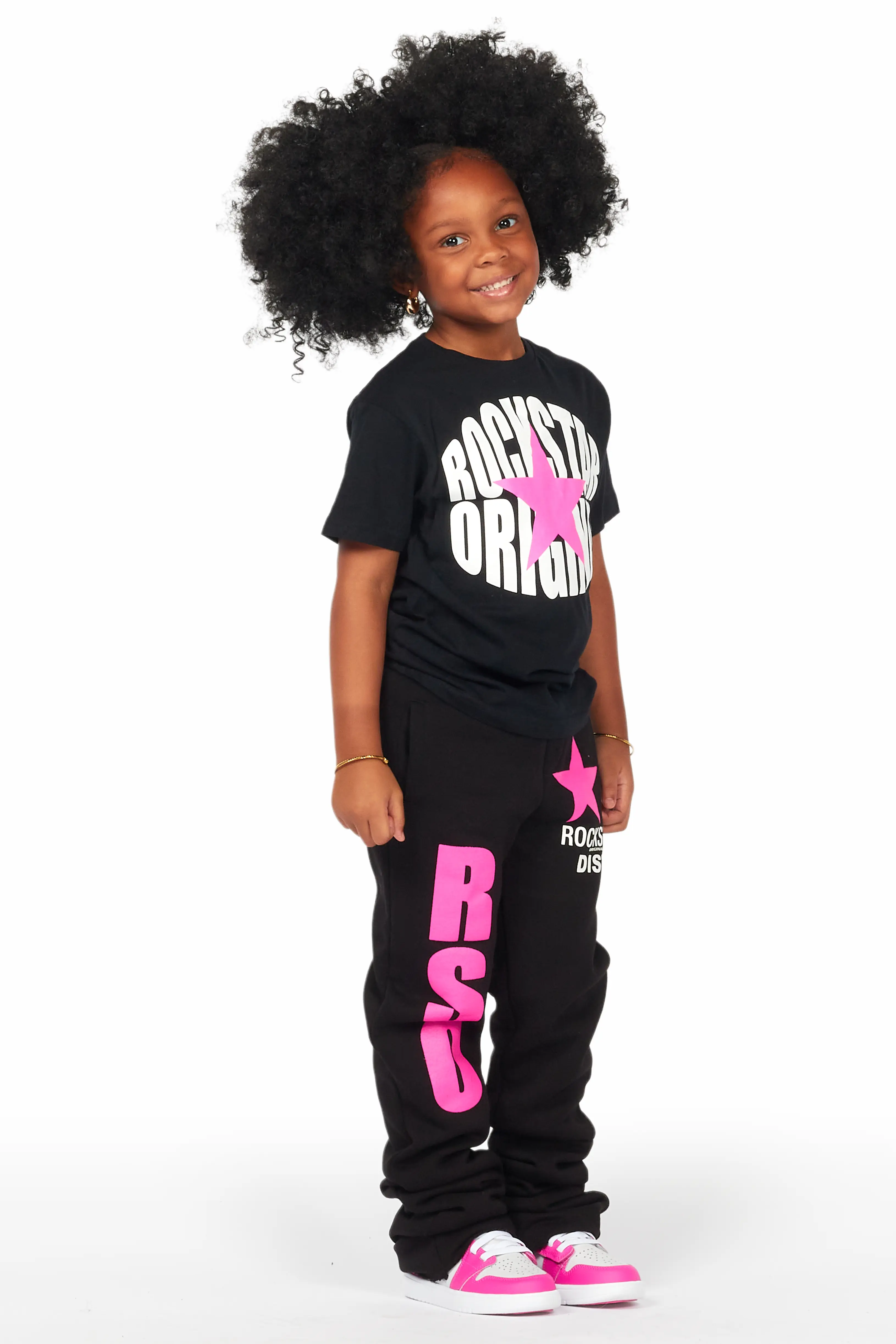 Girls Mia Black T-Shirt Super Stacked Set - Image 3