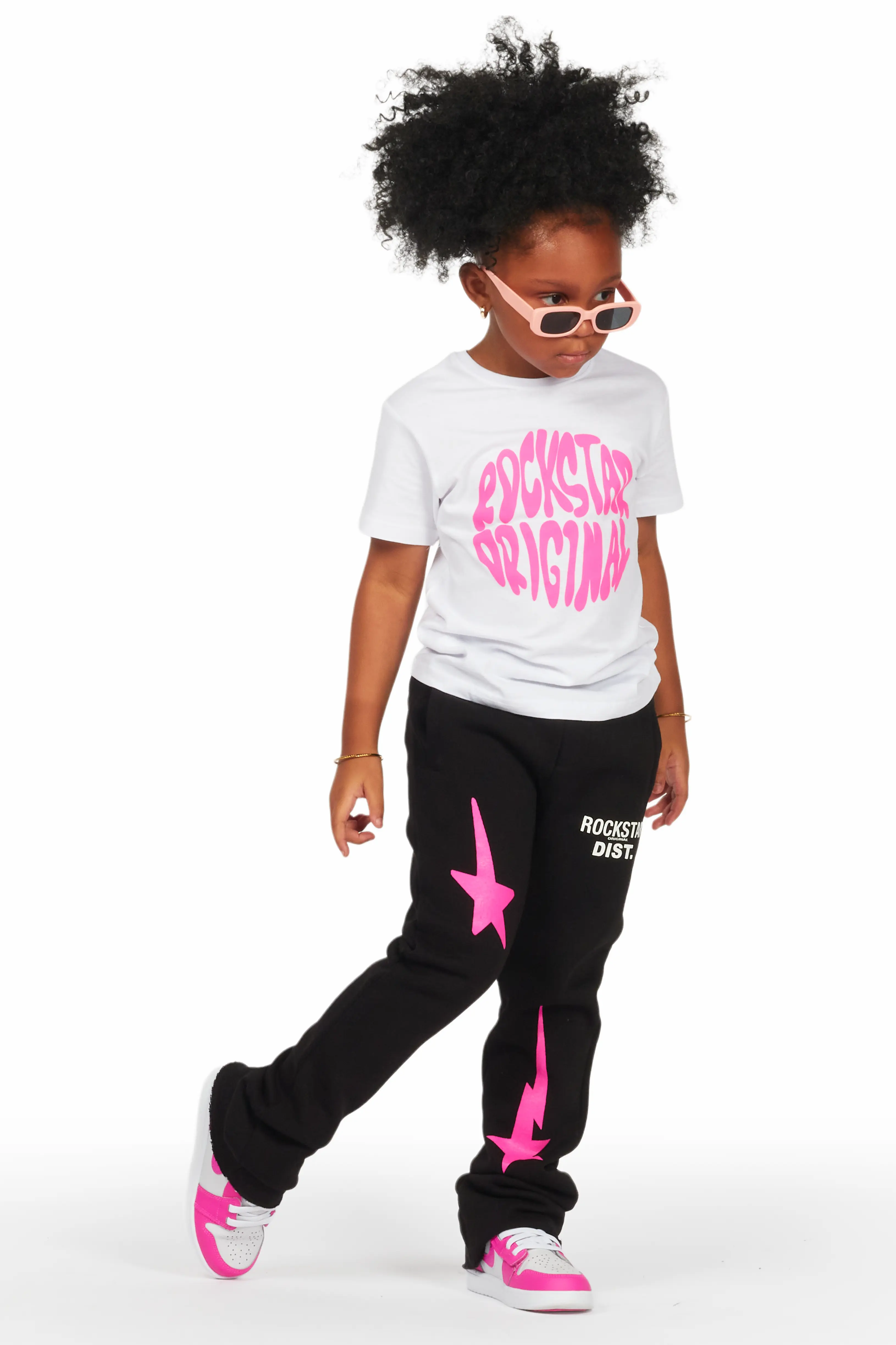 Girls Aria Black/White T-Shirt Super Stacked Set - Image 4