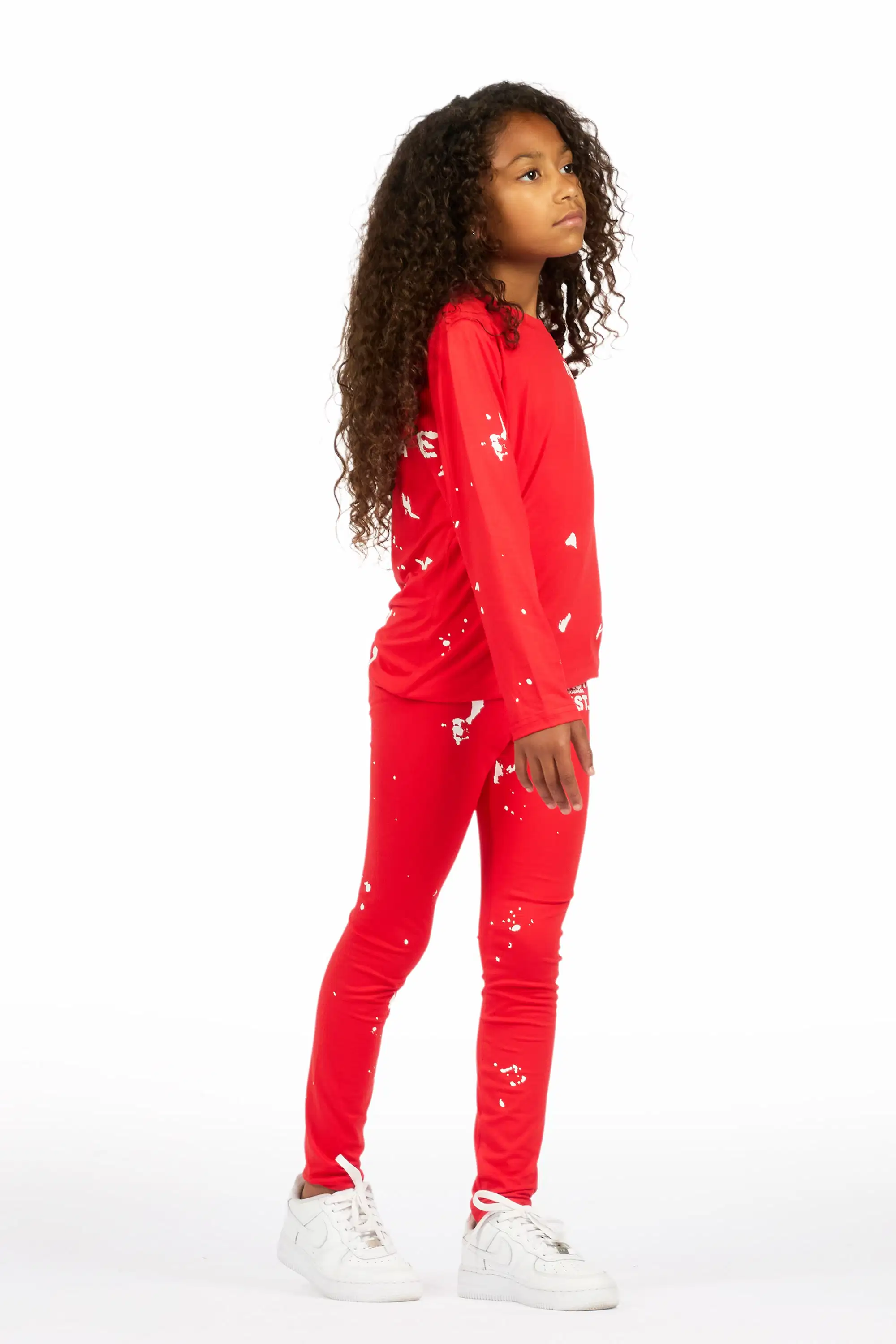 Girls Living For It Red Long Sleeve Lounge Set - Image 3