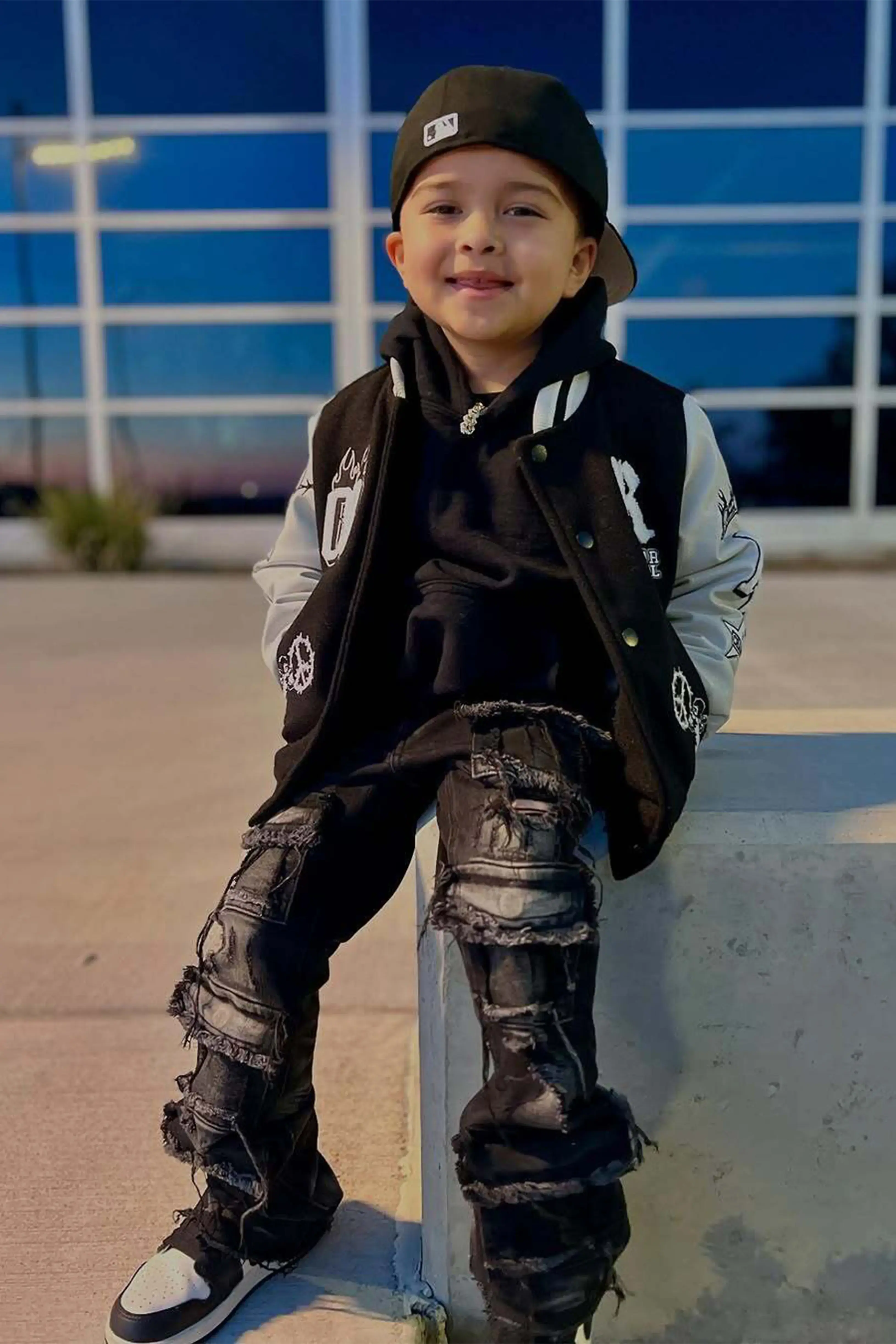 Boys Rune Black Varsity Jacket - Image 2
