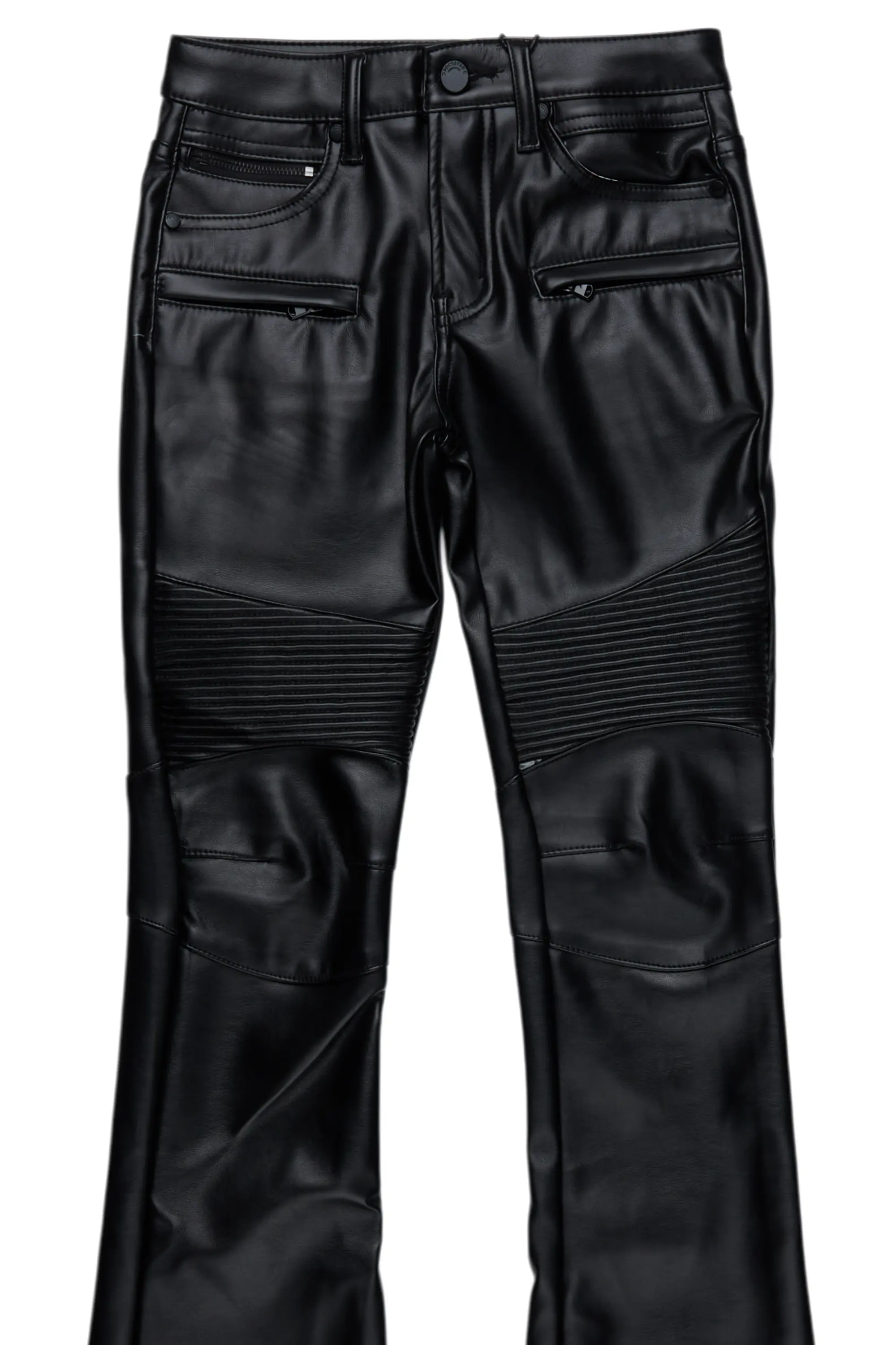 Boys Richh Black PU Biker Jean - Image 2