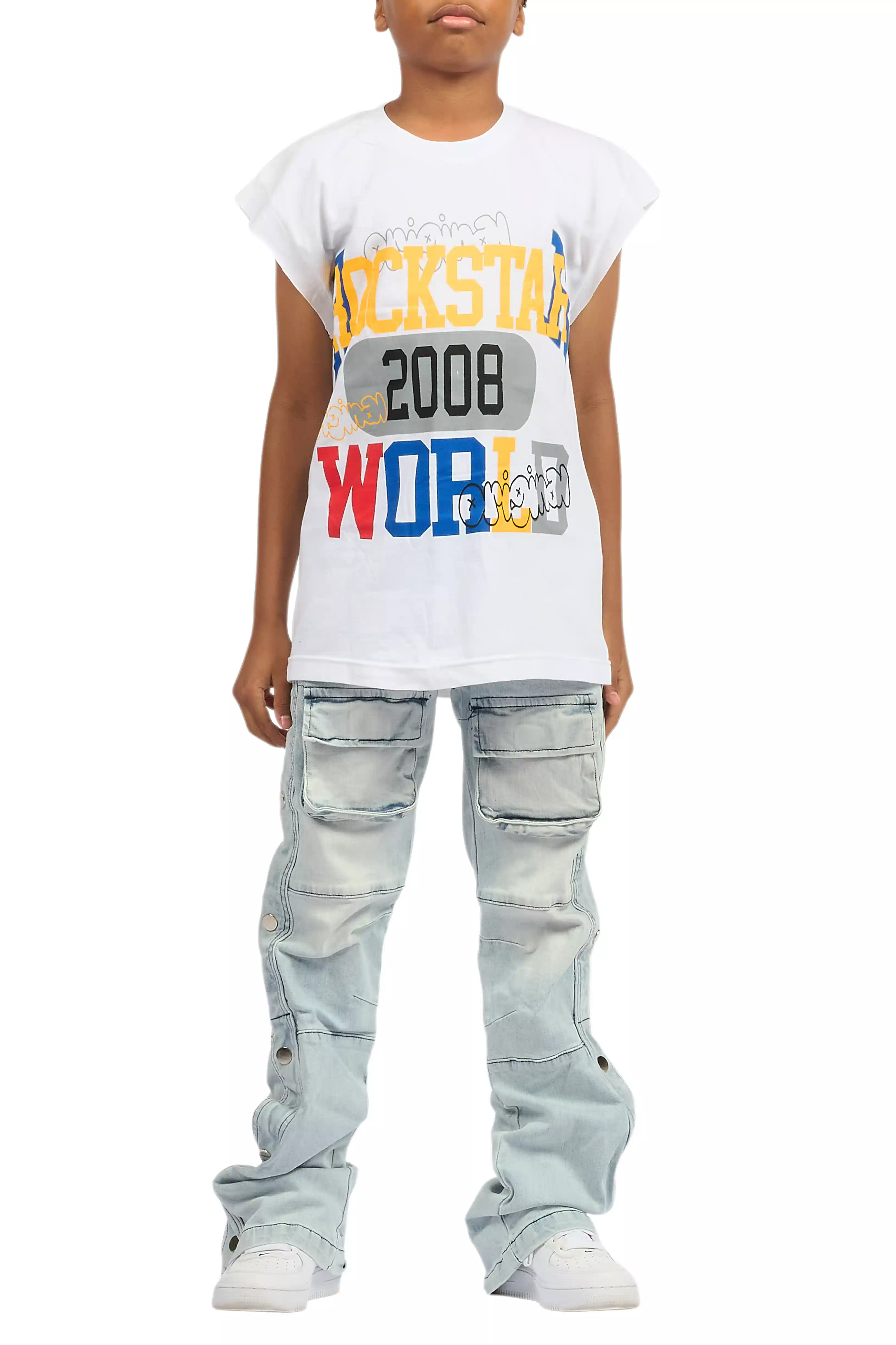 Boys Yuri Blue Baggy Fit Cargo Jean - Image 16
