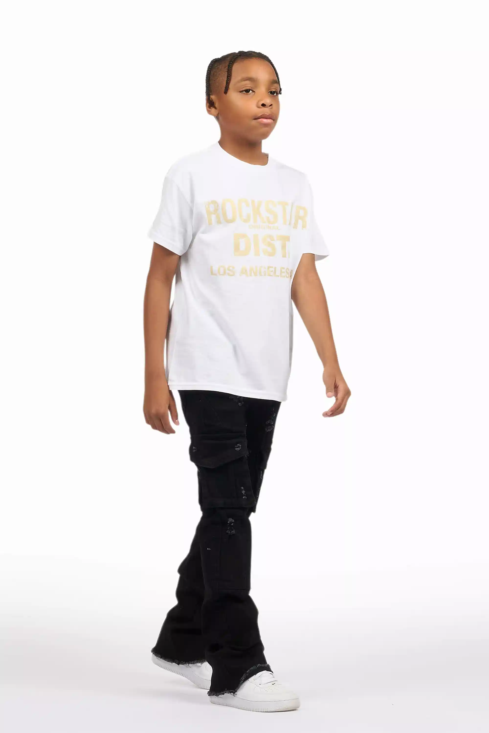 Boys Adalee Black Stacked Flare Jean - Image 4