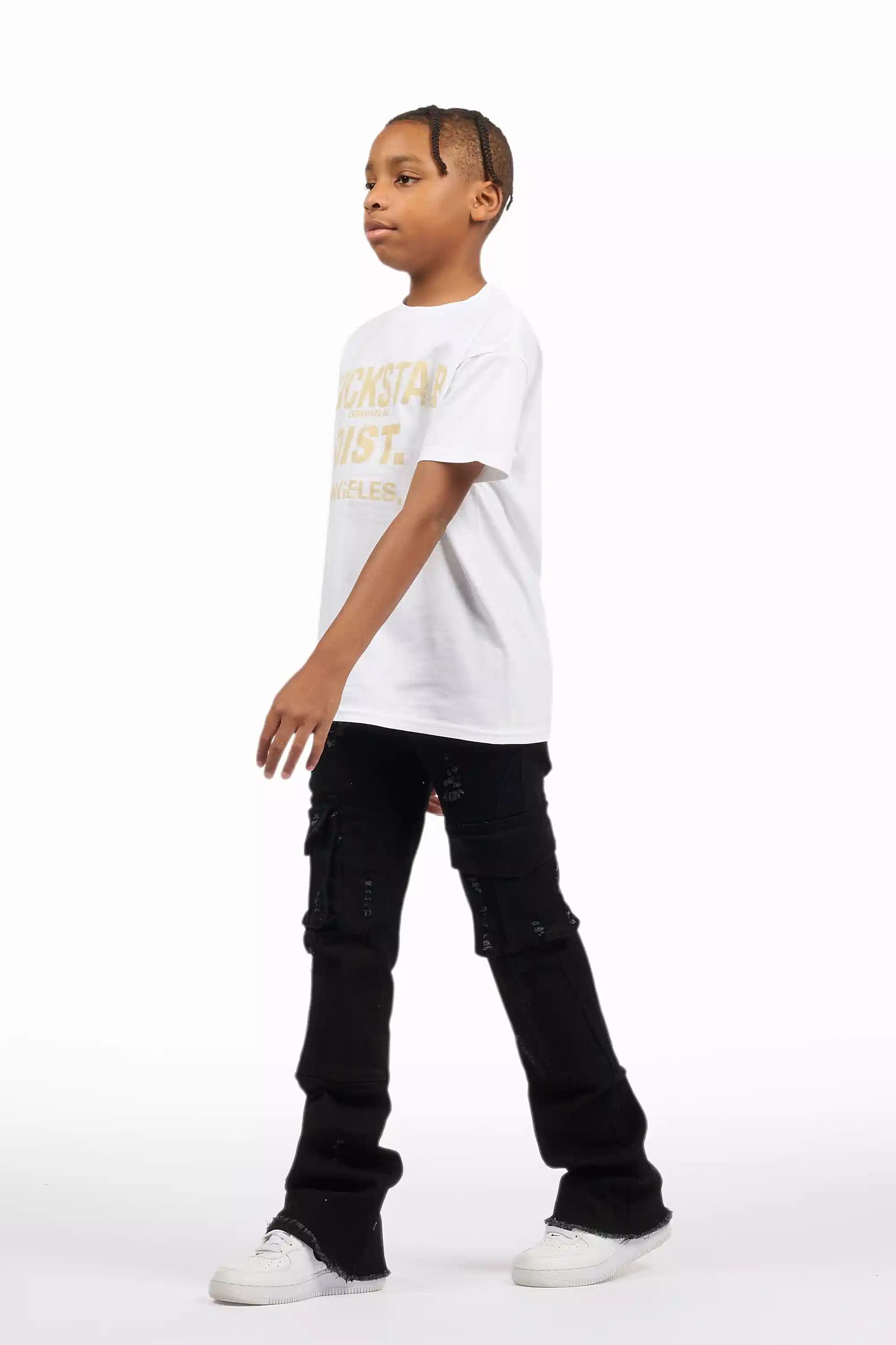 Boys Adalee Black Stacked Flare Jean - Image 7