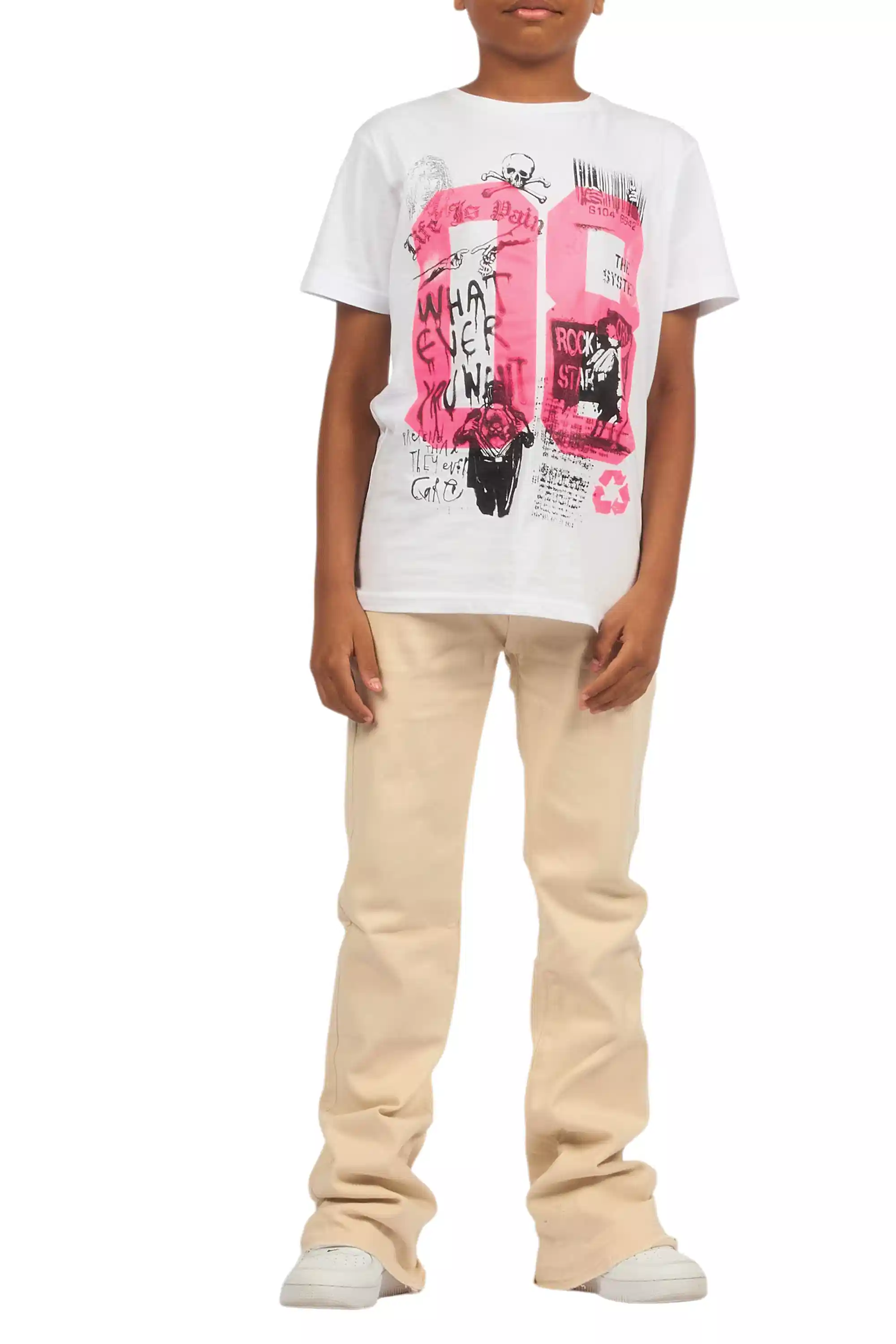 Boys Dag Beige Stacked Flare Jean - Image 10