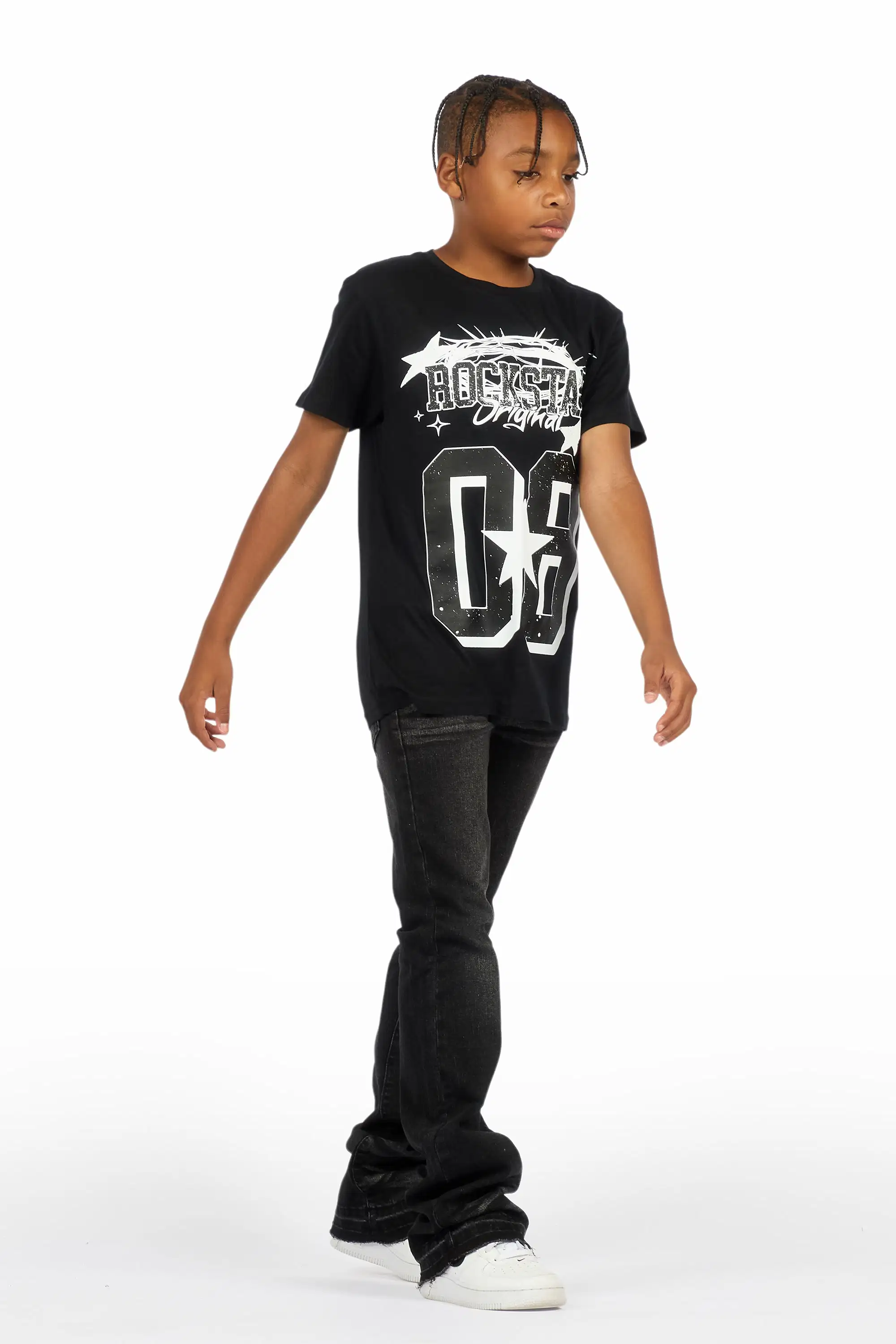 Boys Dag Dark Grey Stacked Flare Jean - Image 4