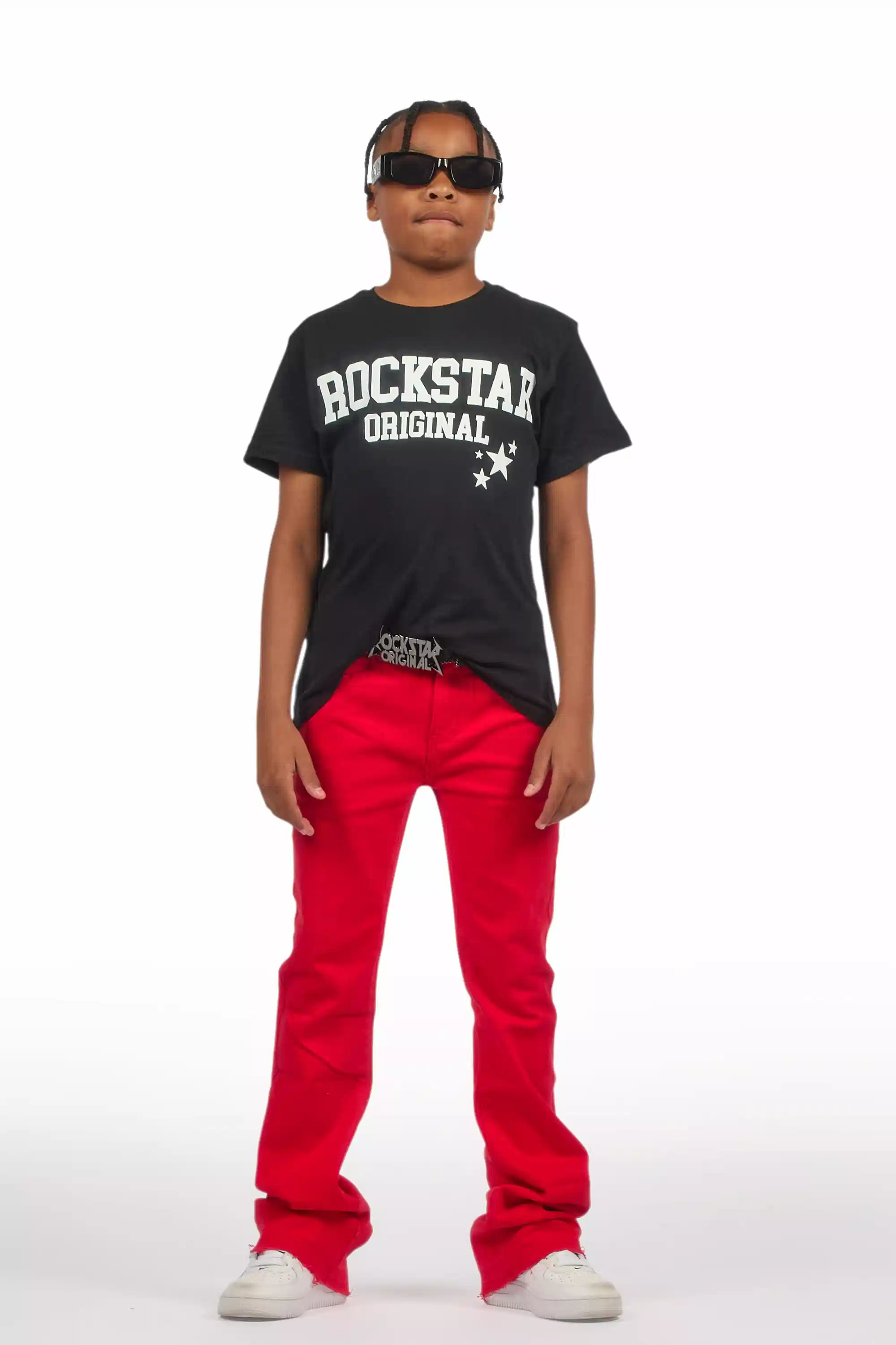 Boys Dag Red Stacked Flare Jean - Image 3