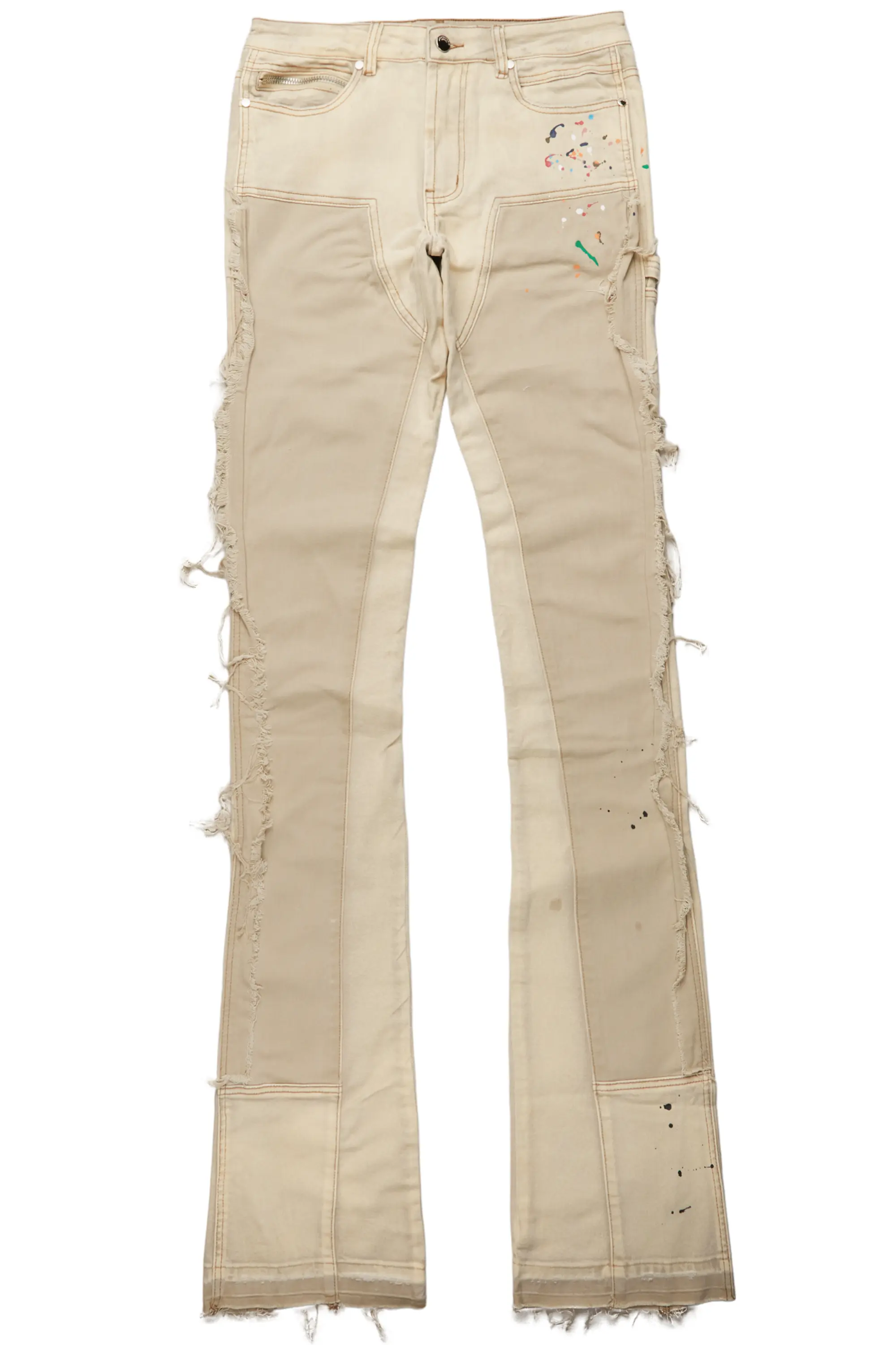 Carson Beige Super Stacked Flare Jean - Image 2