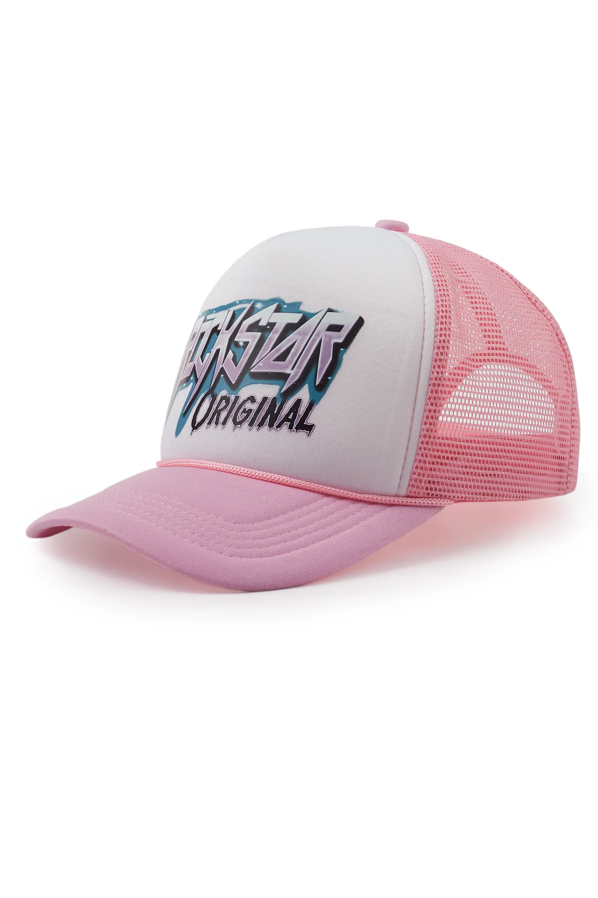 Darwin White/Light Pink Trucker Hat - Image 2