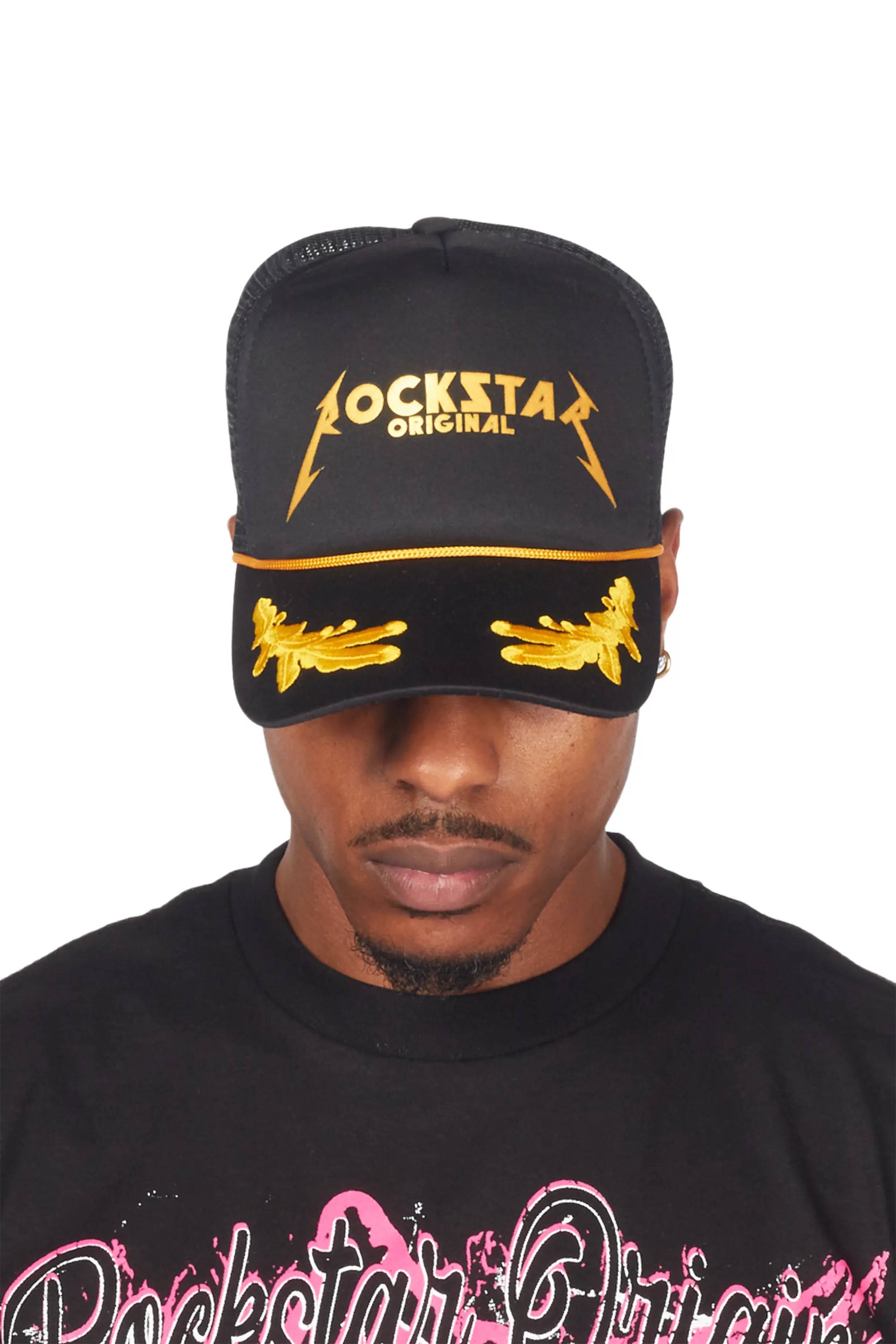 Pardes Black Graphic Trucker Hat - Image 4