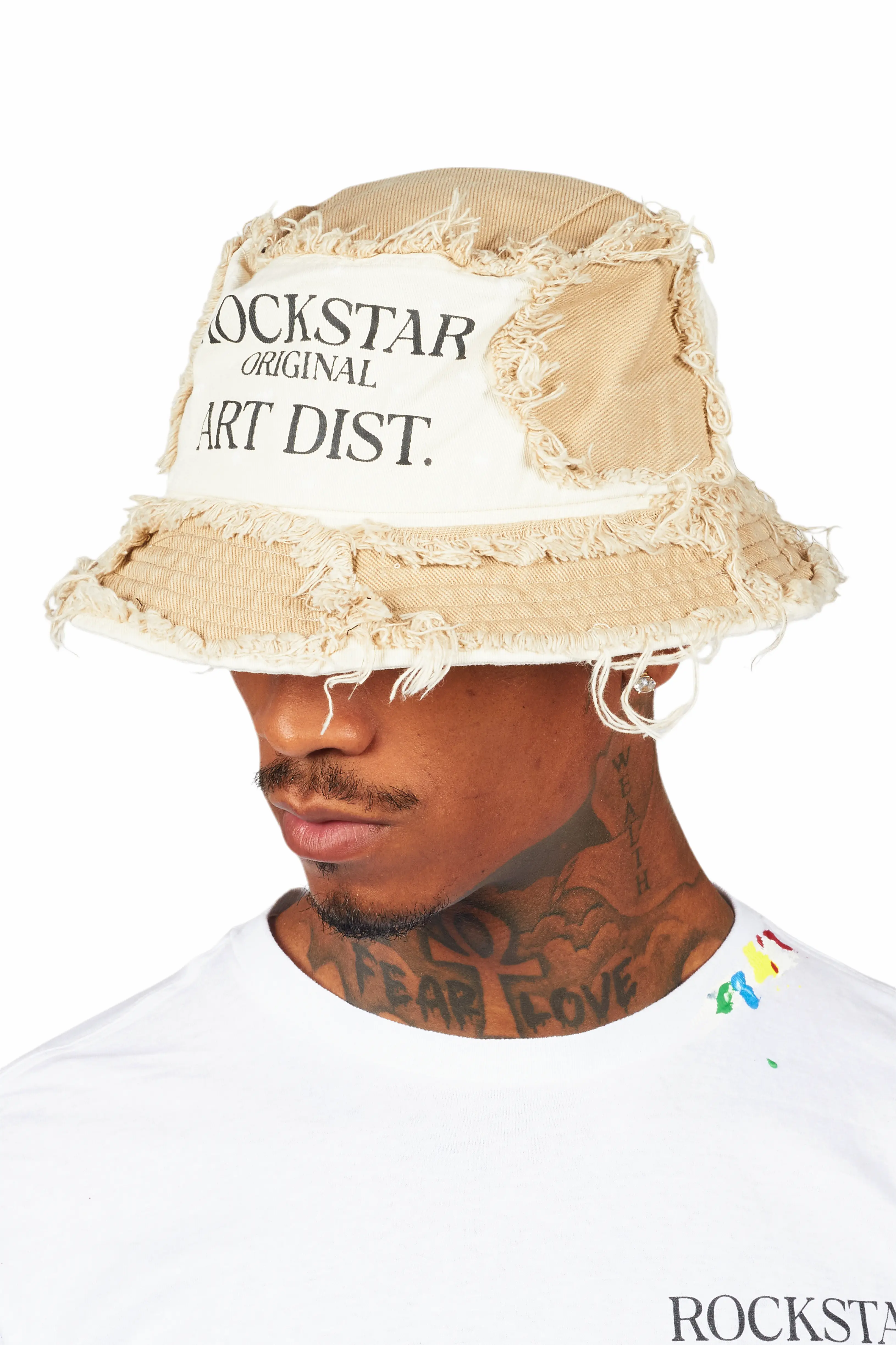 Ivo Beige Patchwork Bucket Hat - Image 8