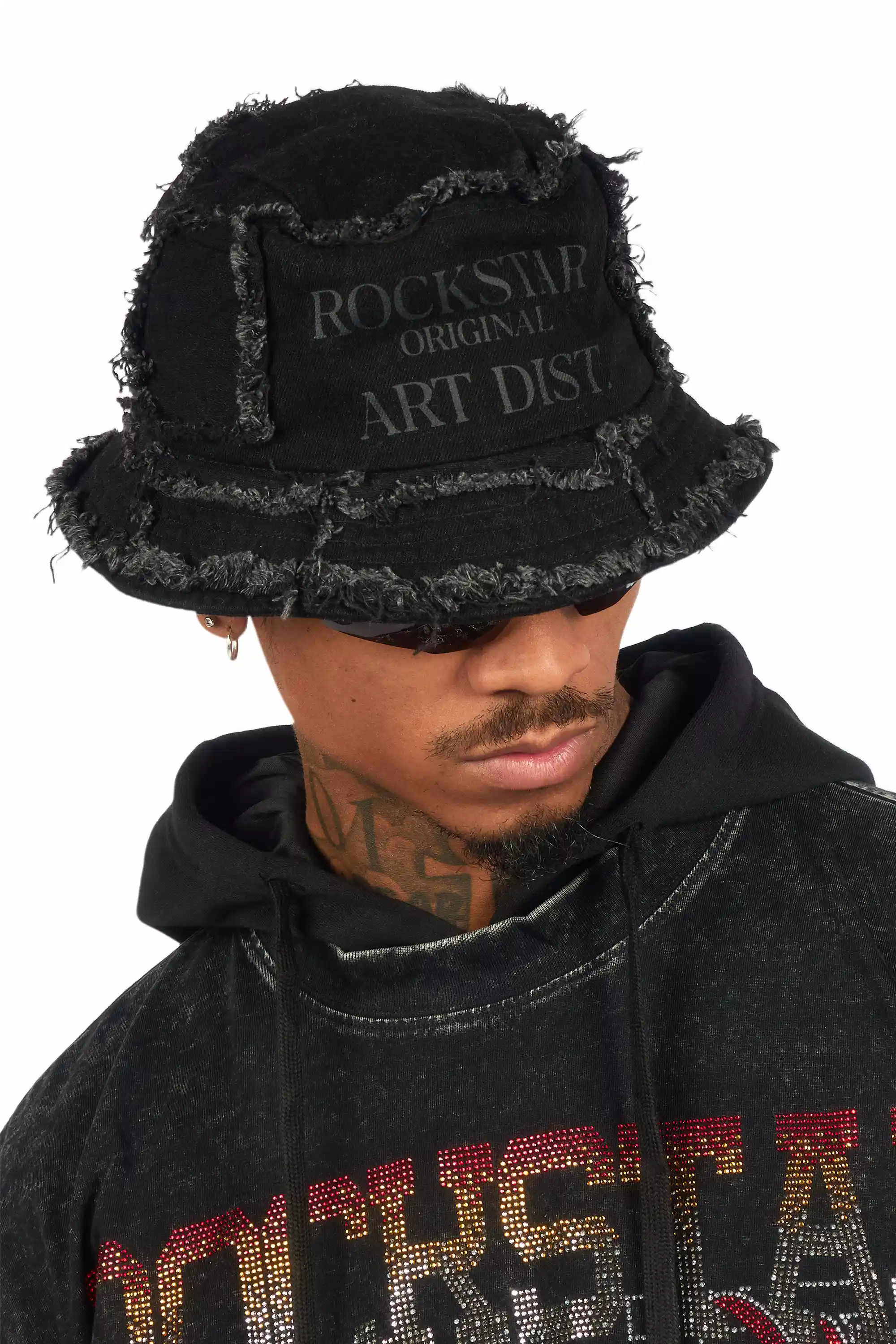 Ivo Jet Black Patchwork Bucket Hat - Image 2
