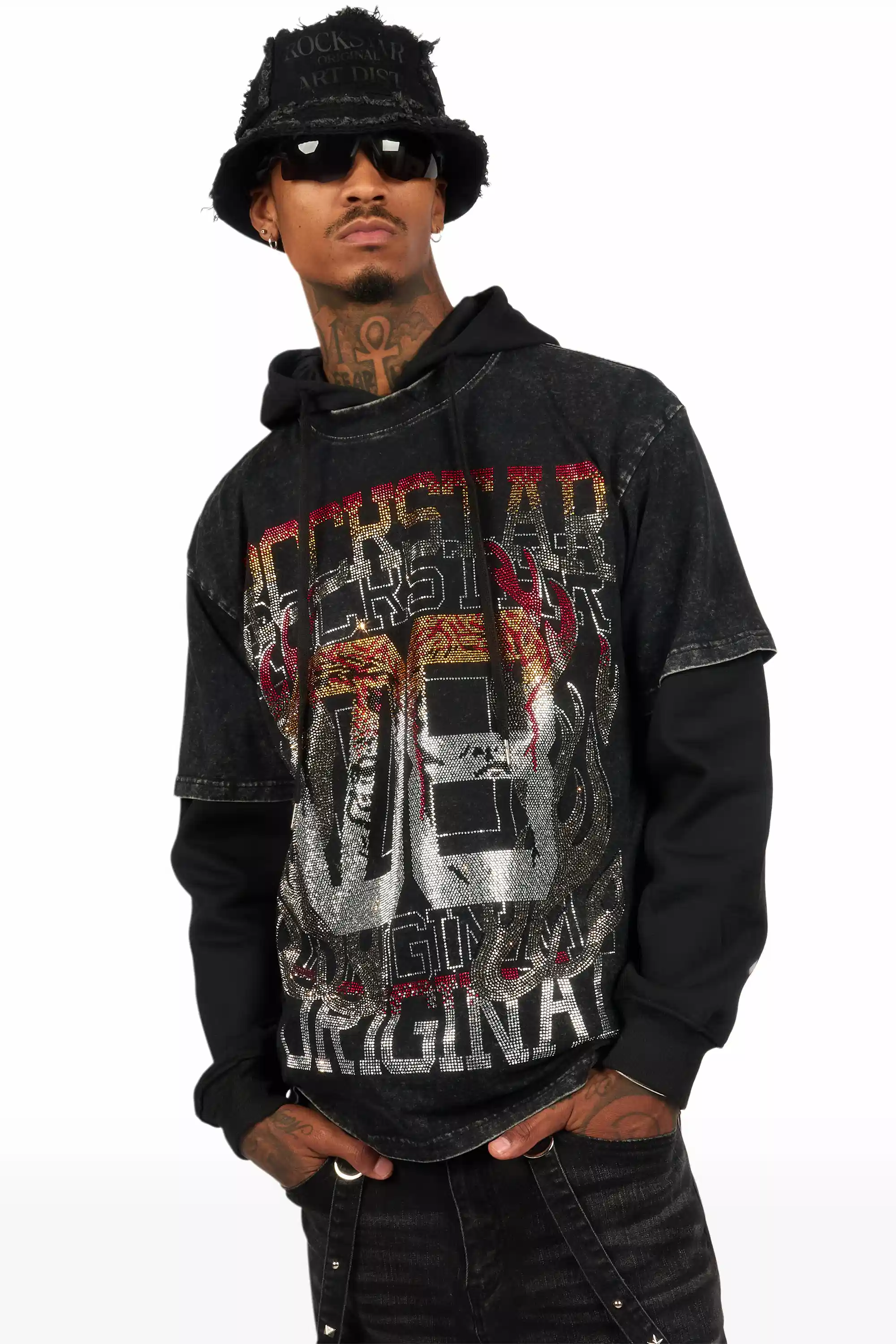 Ivo Jet Black Patchwork Bucket Hat - Image 5