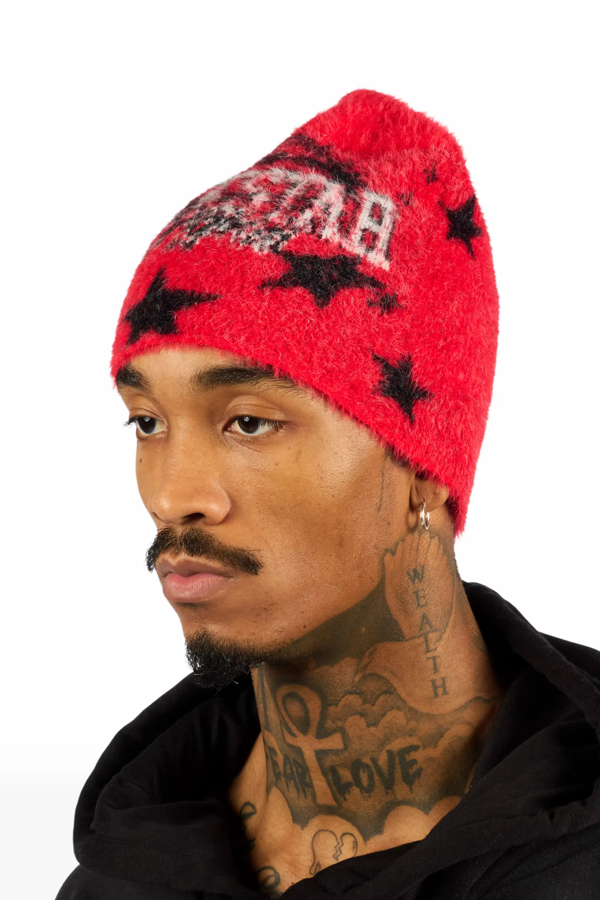 Allstar Red Knitted Mohair Beanie - Image 4