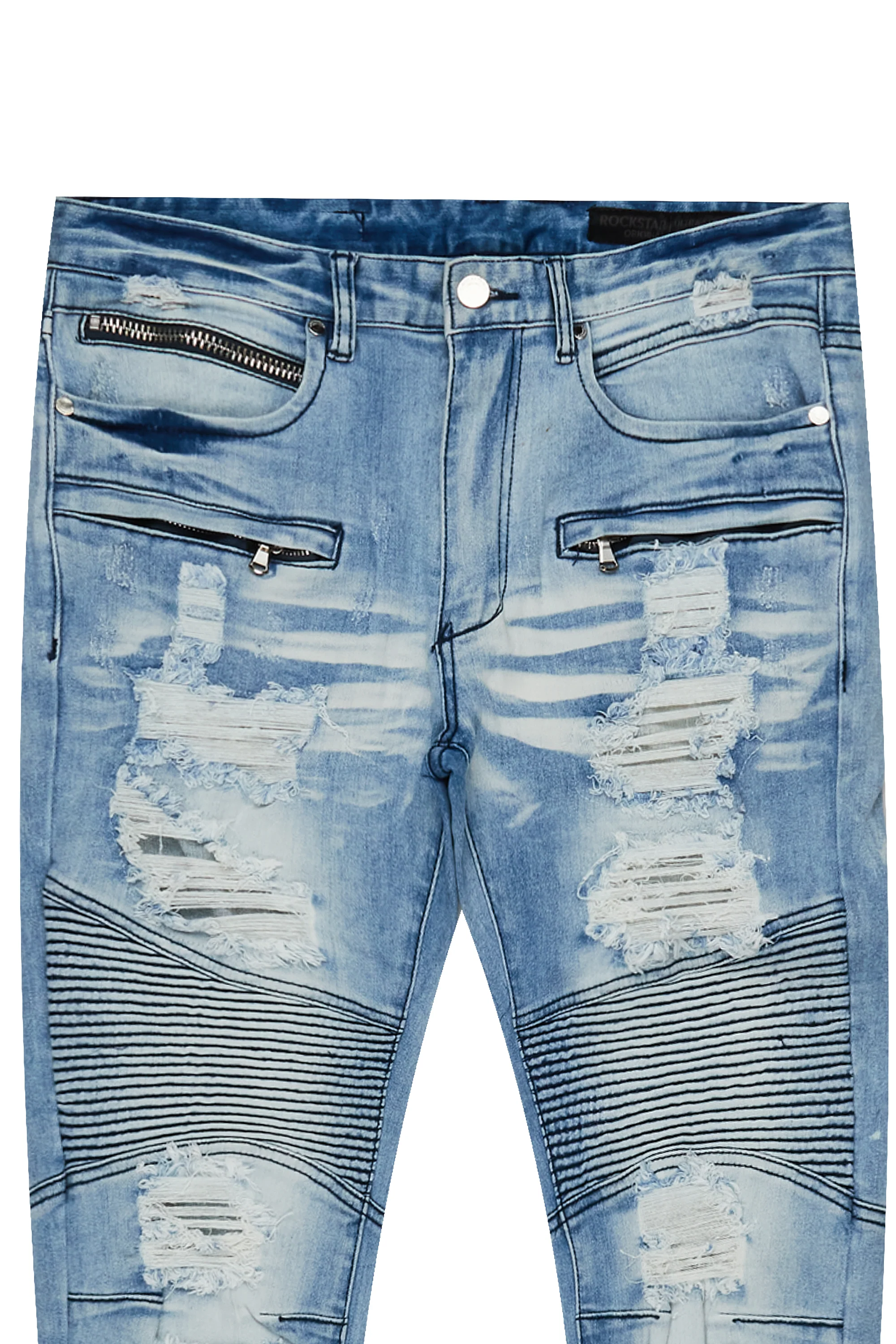 Brennon Signature Biker Jean- Light Wash - Image 3