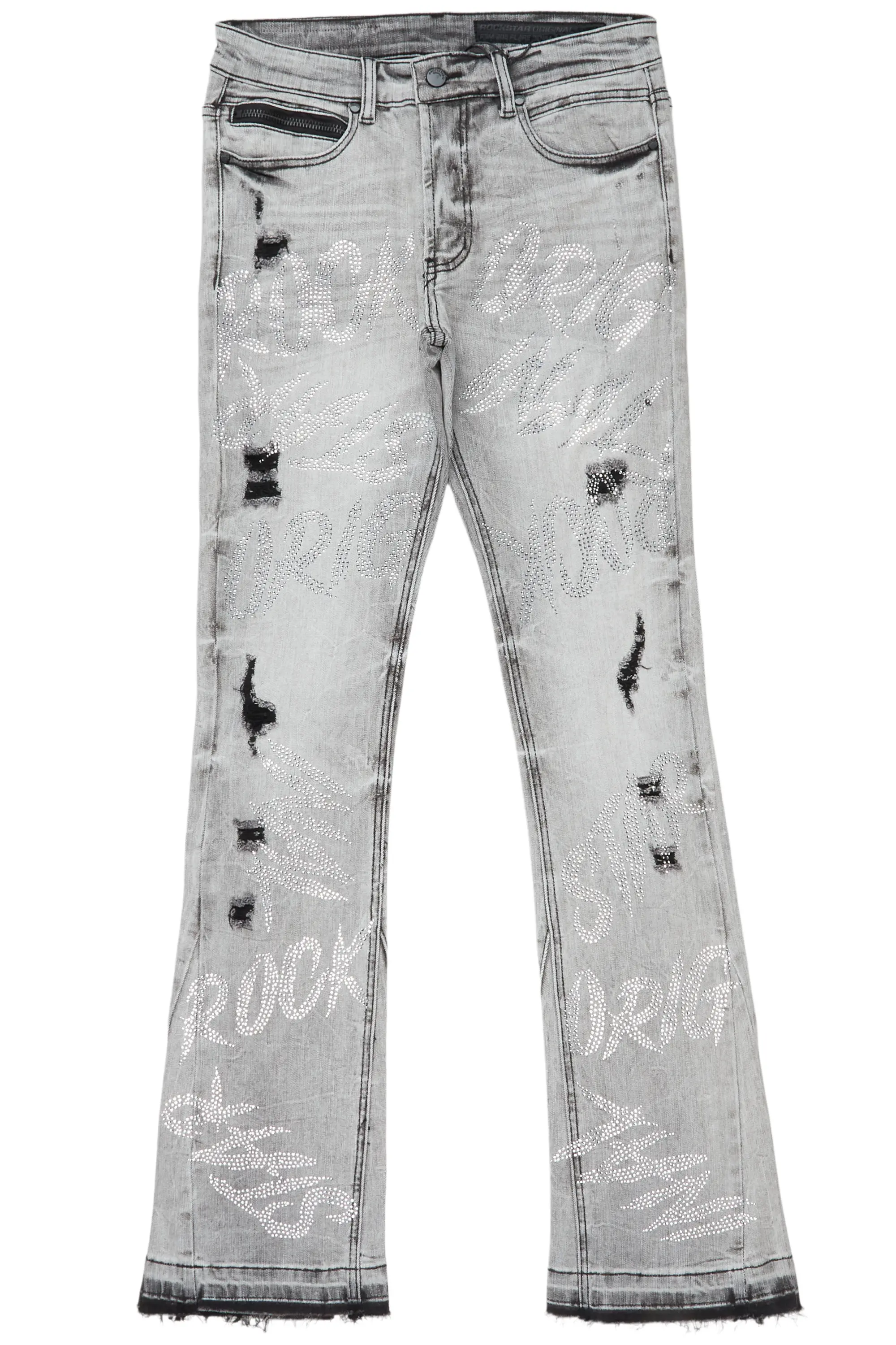 Cato Graphic Flare Jean- Grey - Image 4