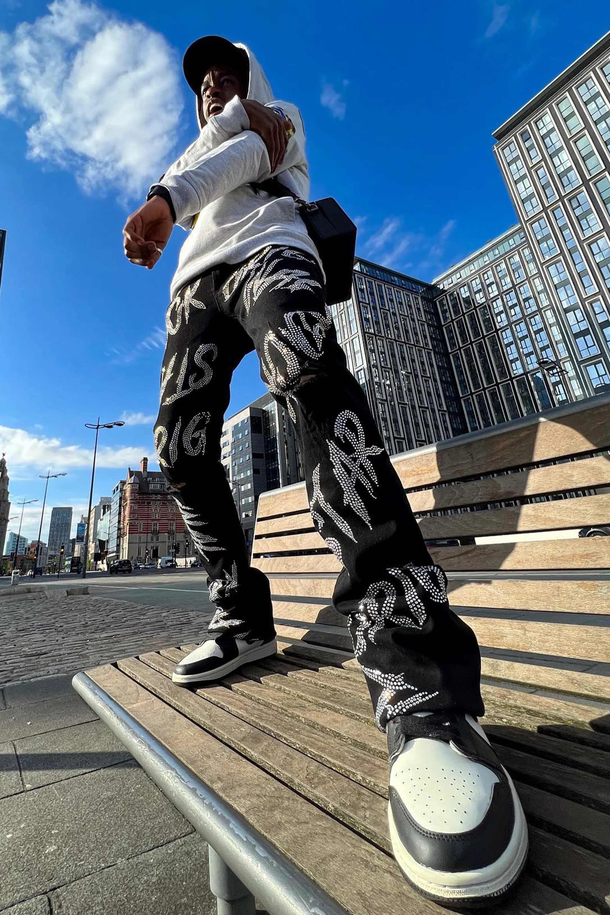 Cato Graphic Stacked Flare Jean-Black - Image 3