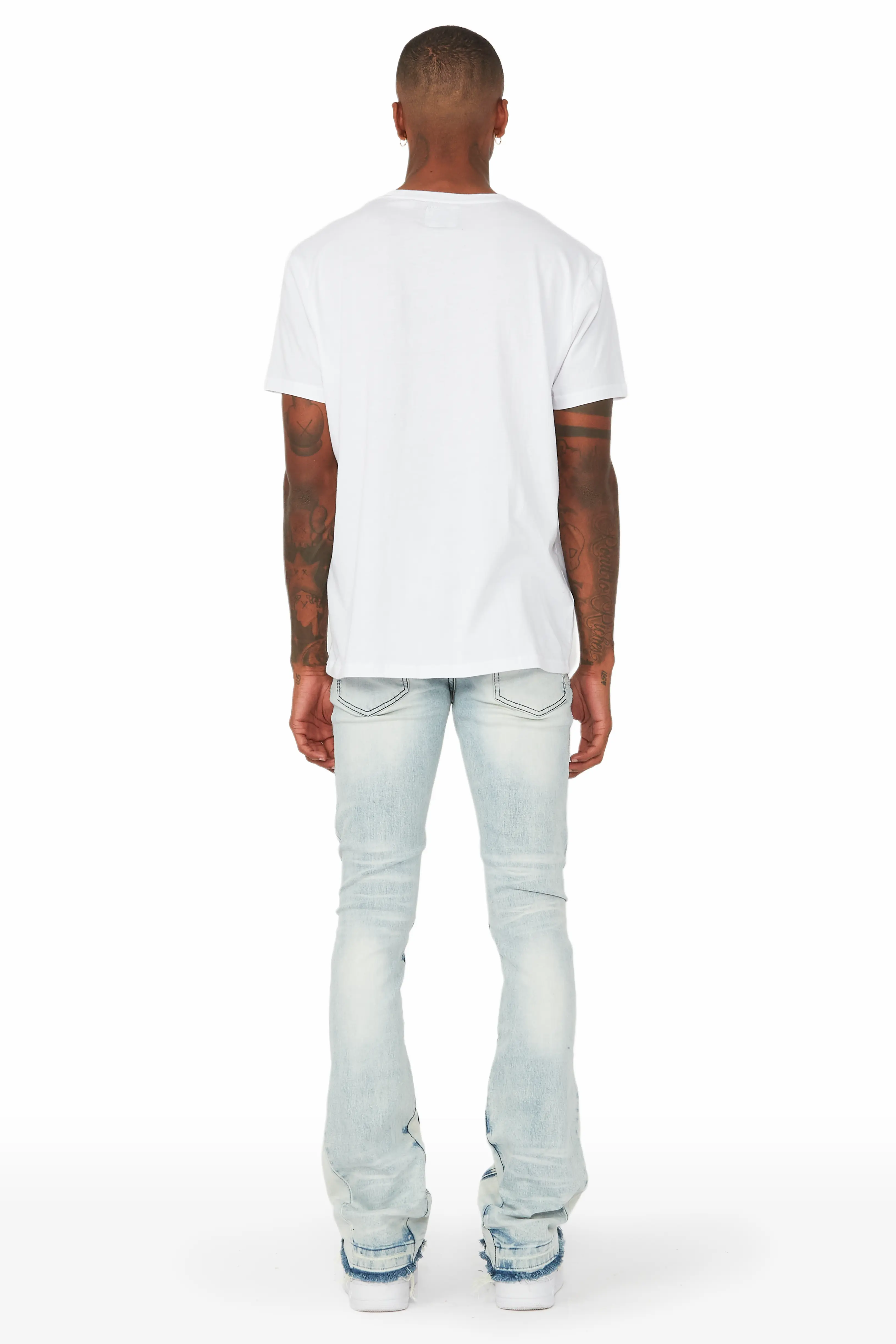 Cato Graphic Stacked Flare Jean-Blue - Image 5