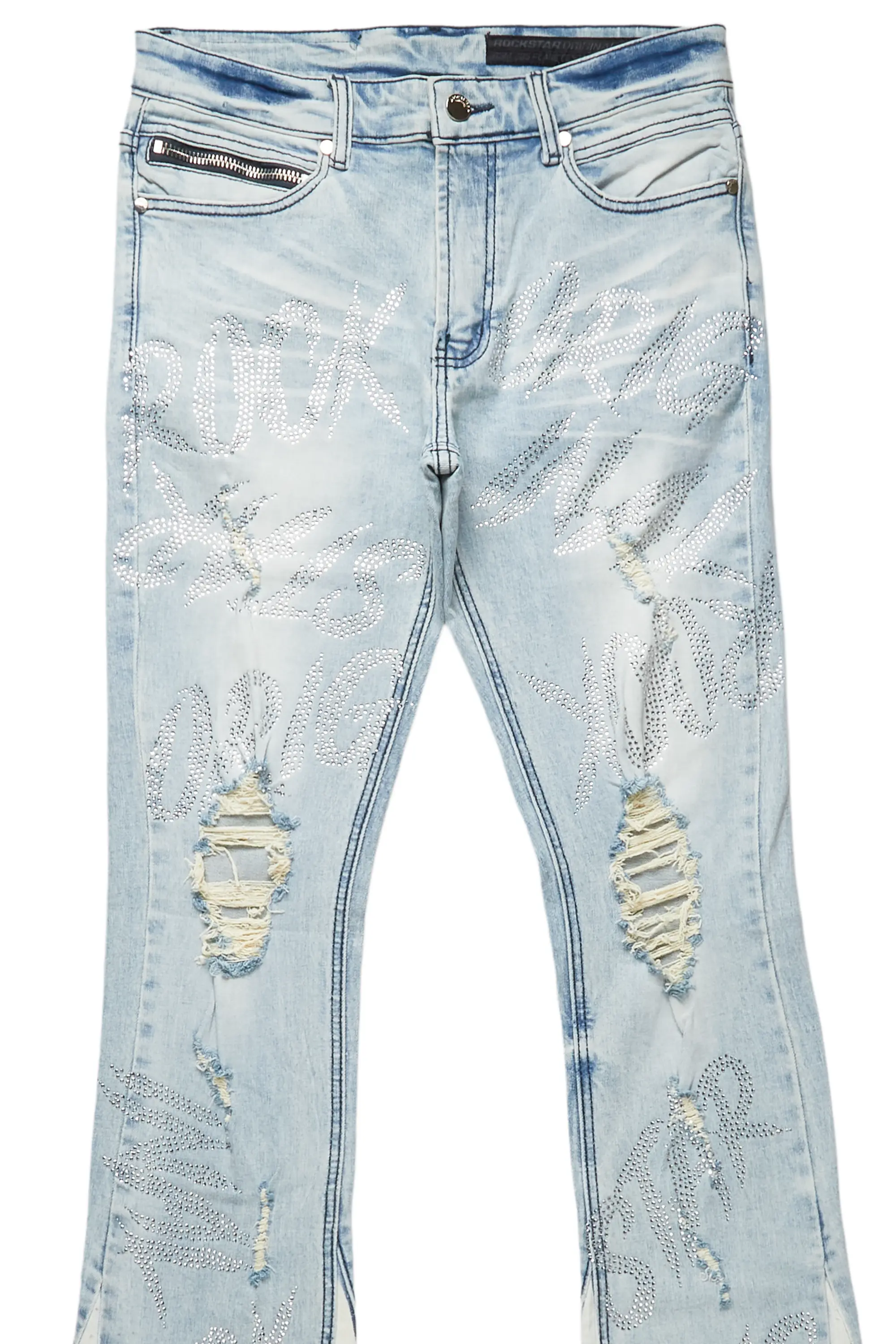 Cato Graphic Stacked Flare Jean-Blue - Image 7