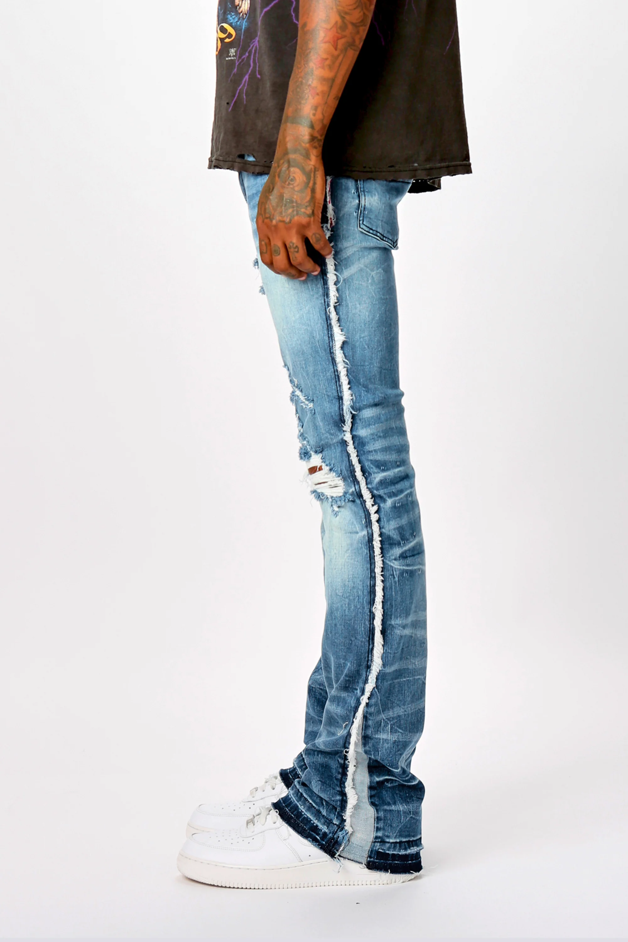 Eugene Stacked Flare Jean-Blue - Image 3