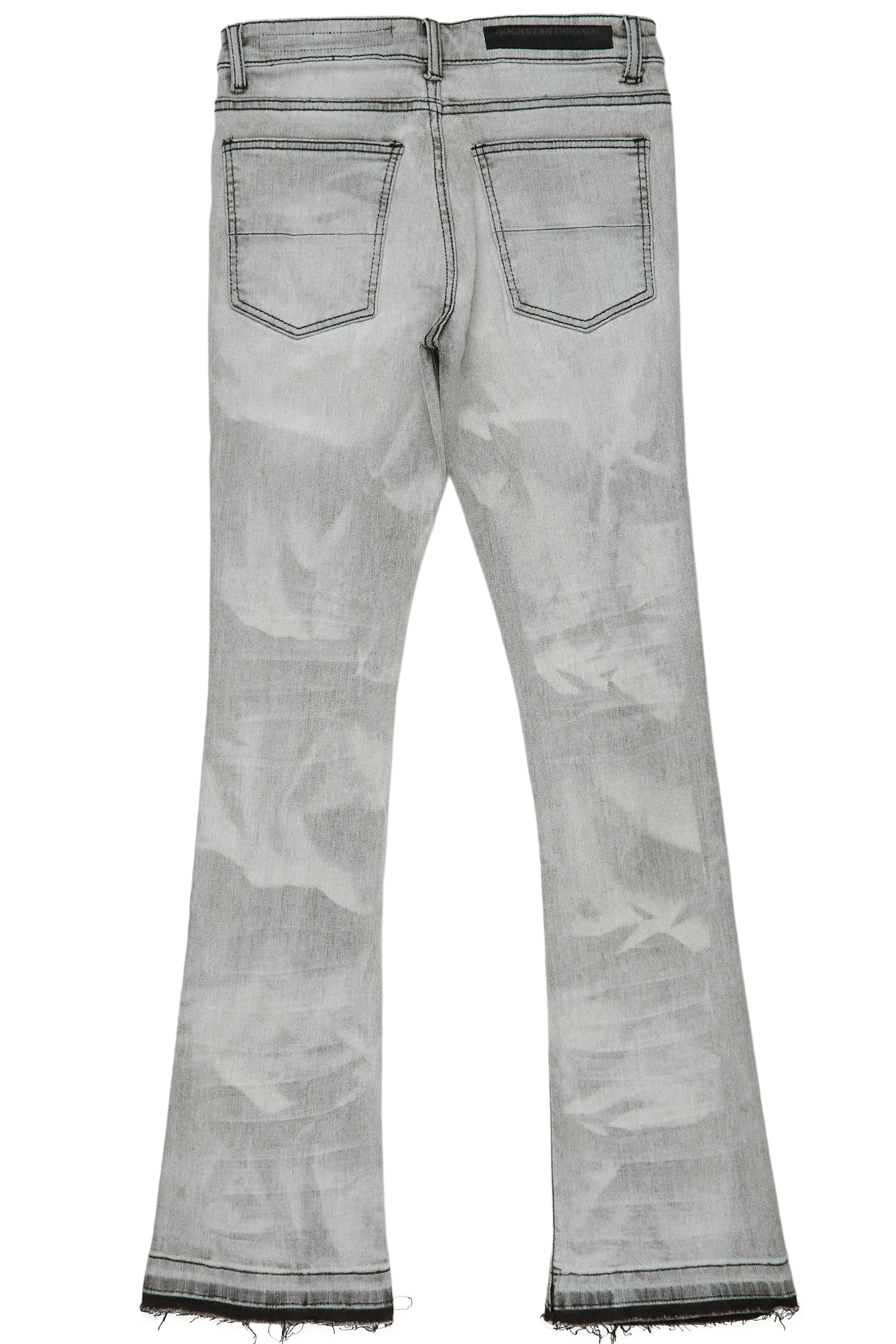 Florence Light Grey Stacked Flare Jean - Image 6