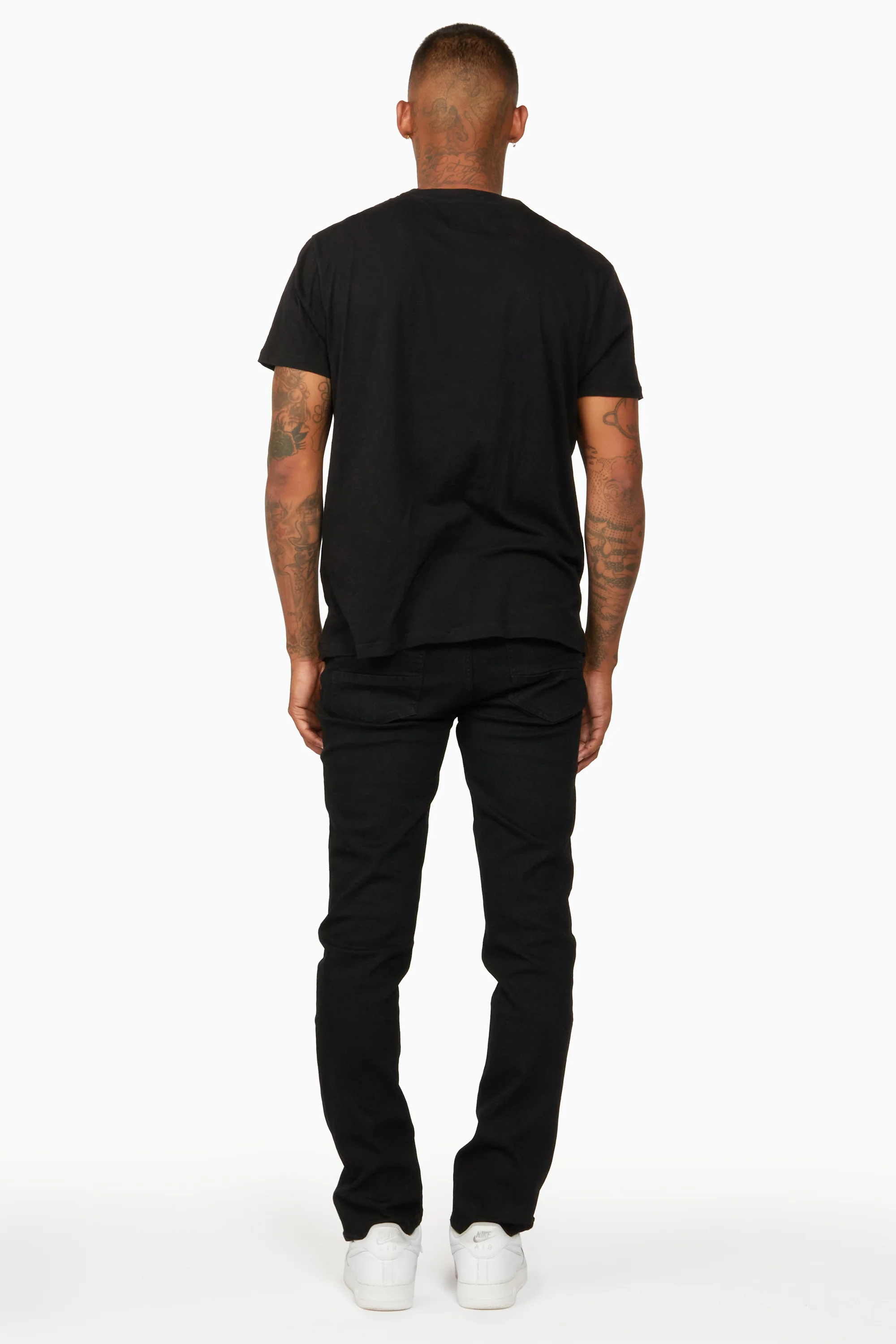Oscar Black Knee Slit 5 Pocket Jean Straight Fit - Image 10