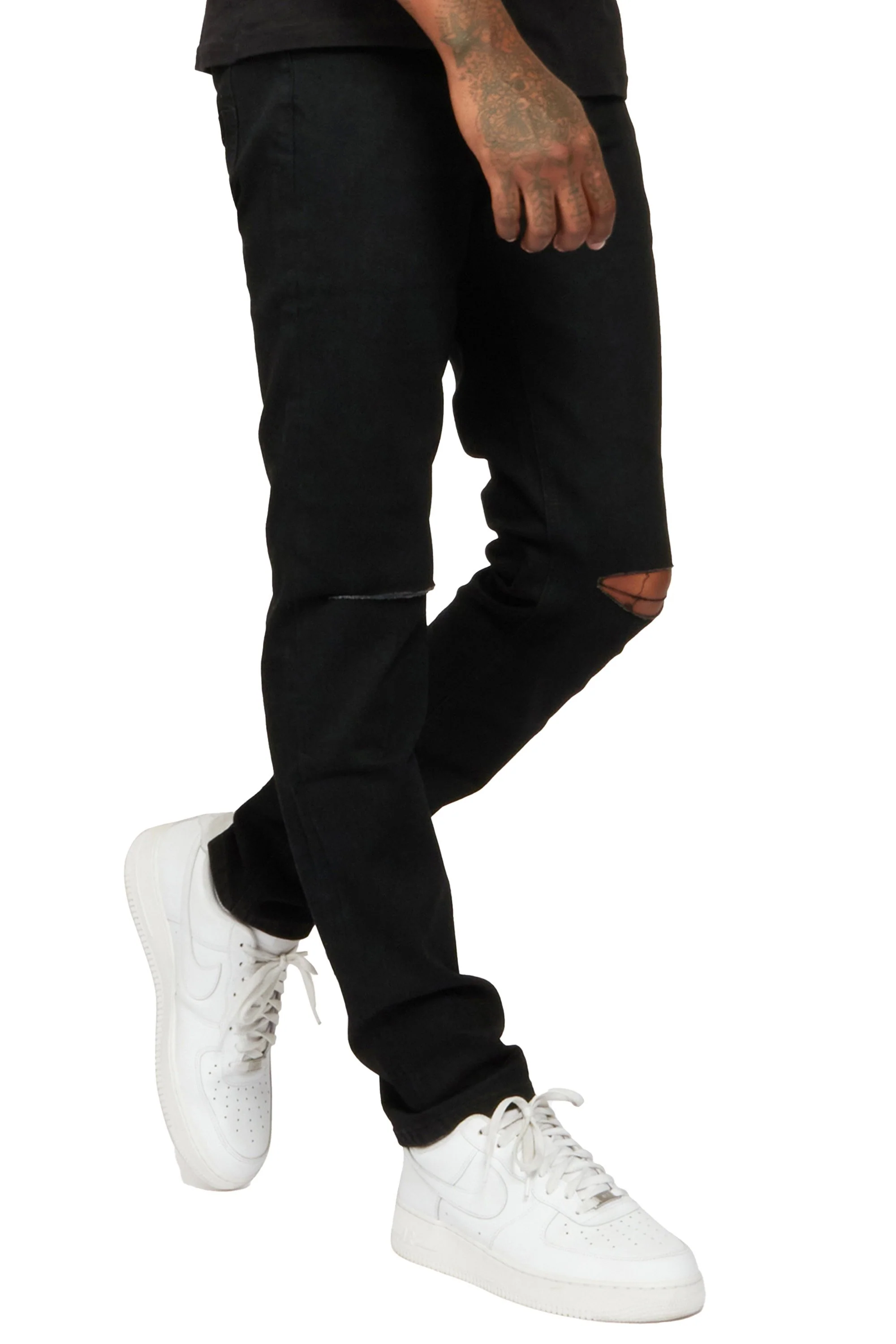 Oscar Black Knee Slit 5 Pocket Jean Straight Fit - Image 15