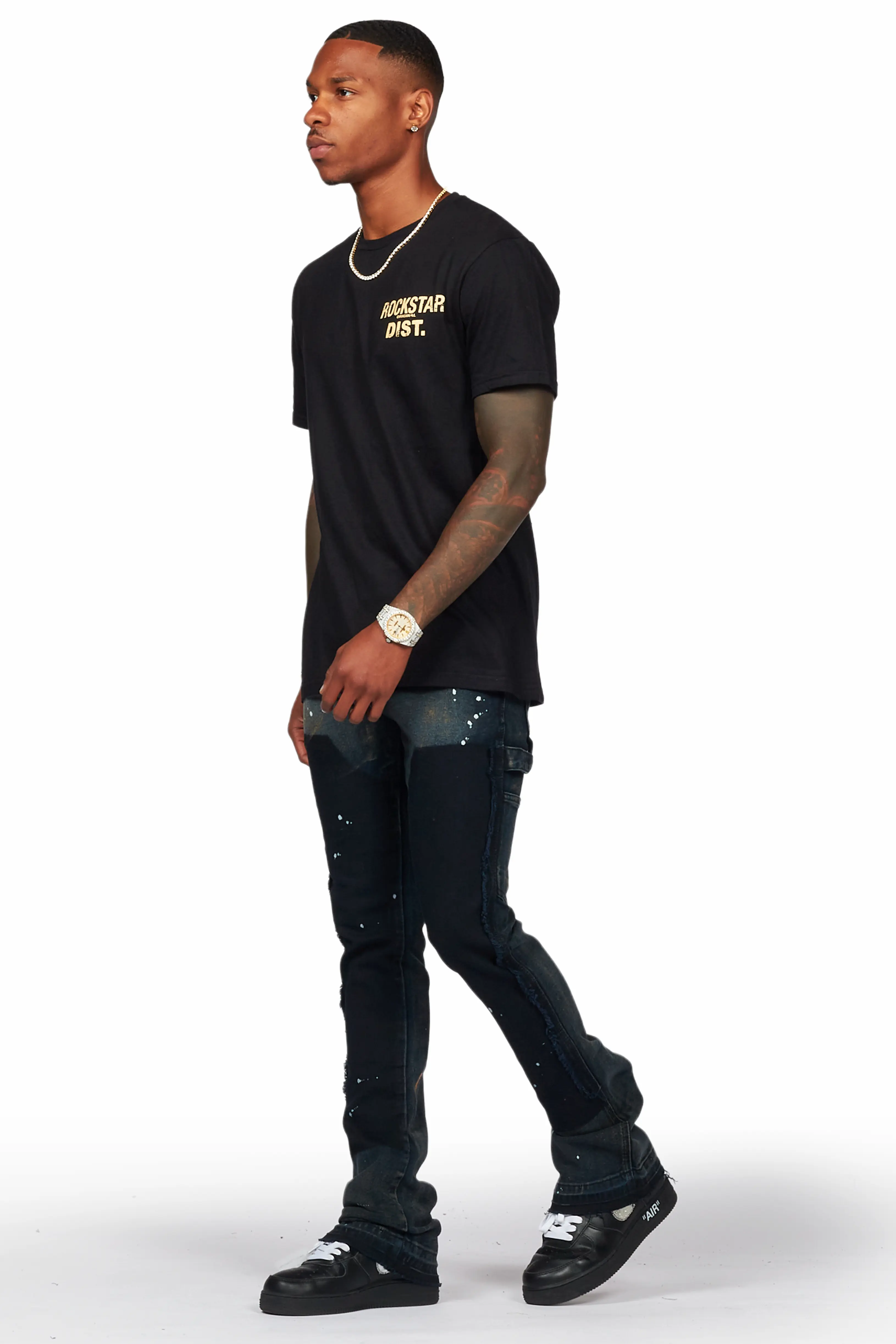 Serrano Black Stacked Flare Jean - Image 6