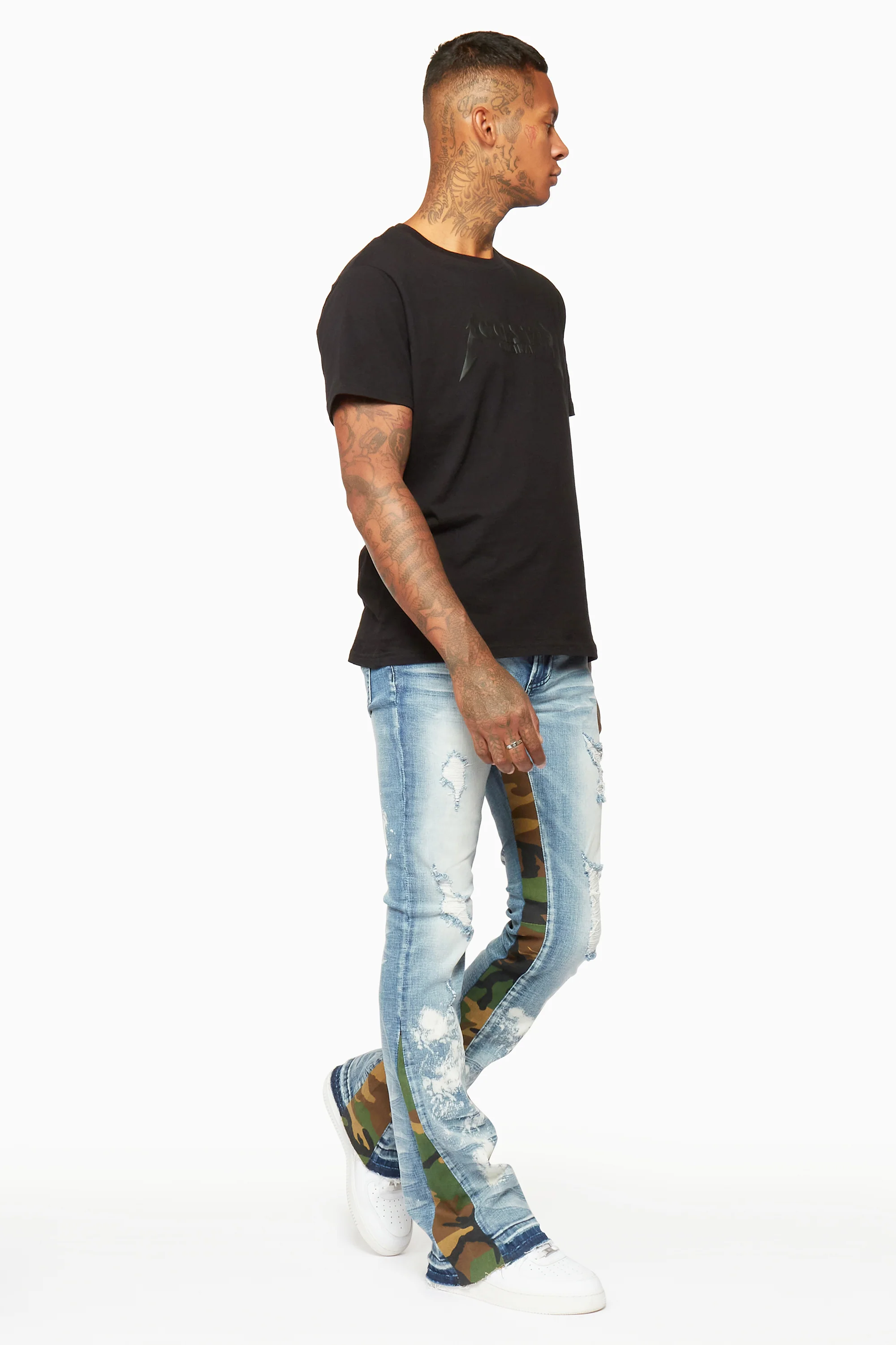 Strass Blue Stacked Flare Jean - Image 13