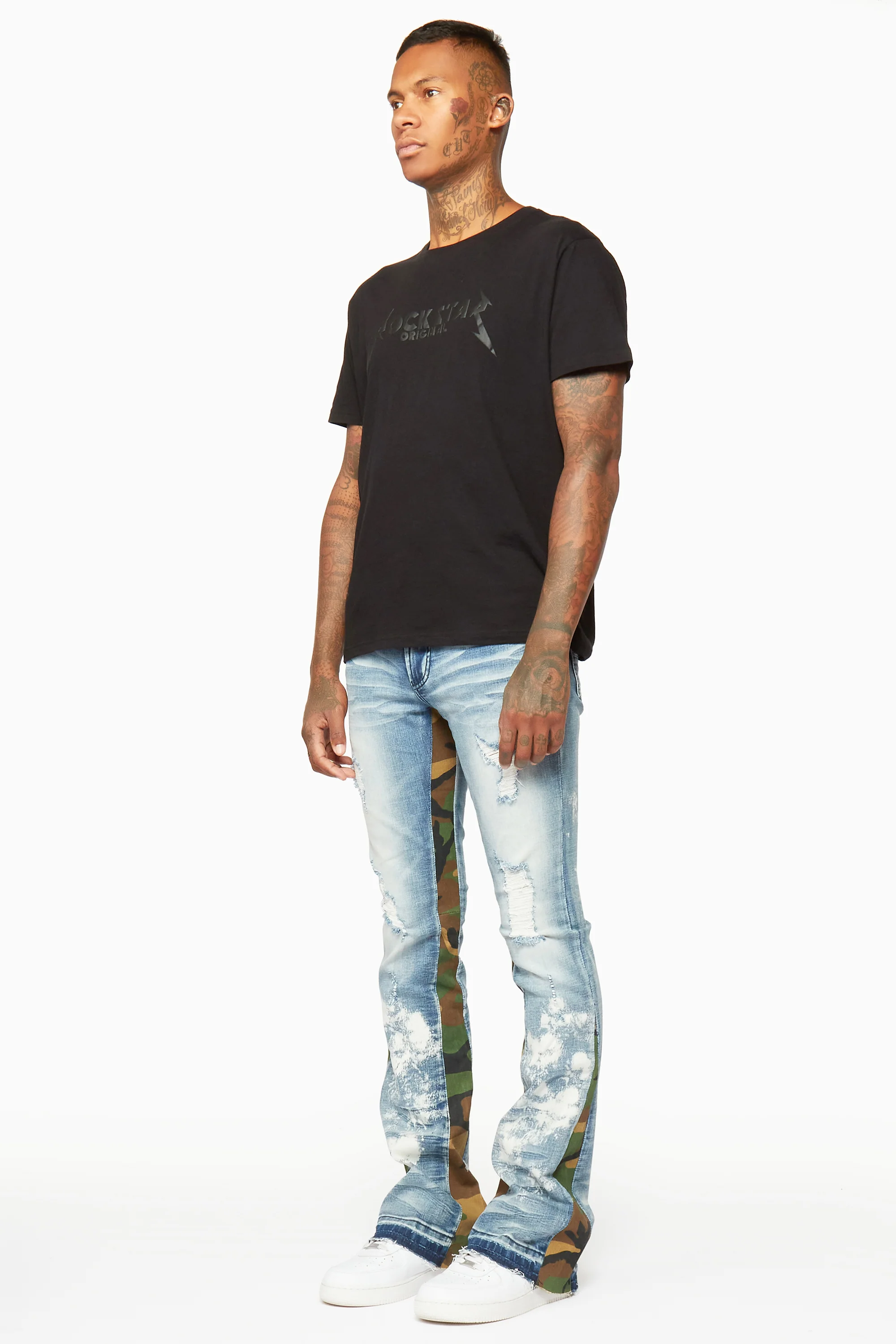 Strass Blue Stacked Flare Jean - Image 6