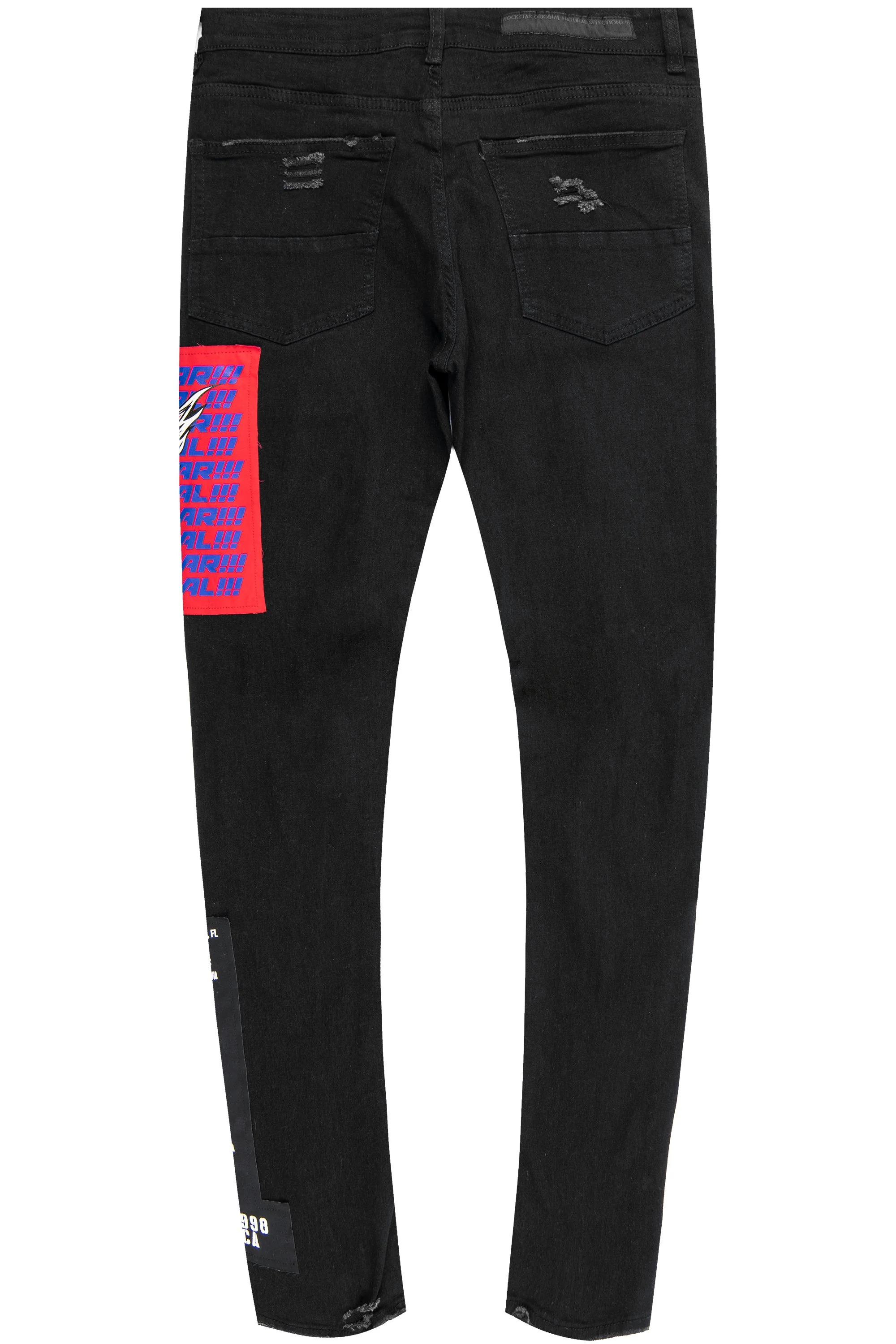 Cannon Patchwork Jean- Black/Red - Image 4