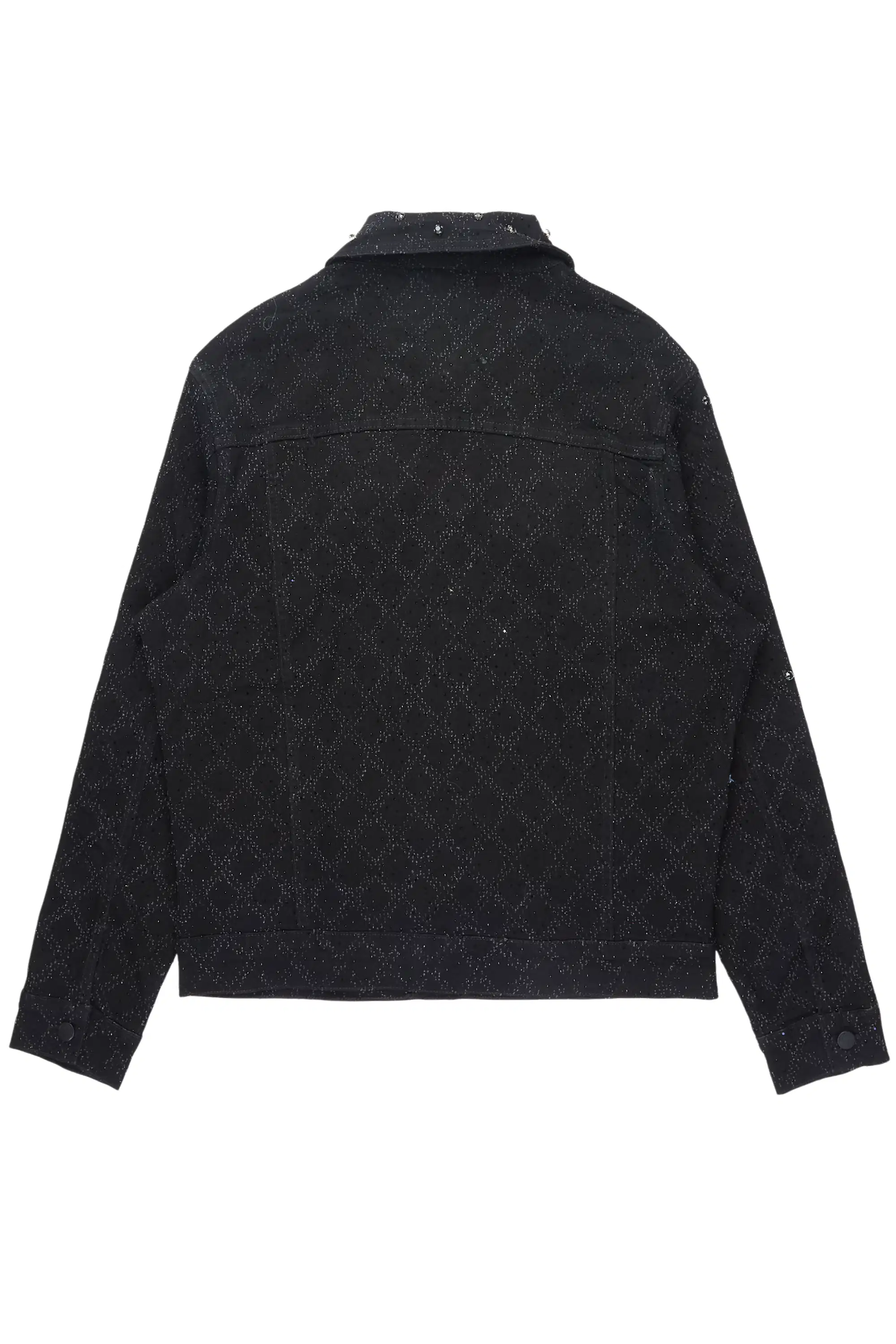 Glit Jet Black Rhinestone Denim Jacket - Image 3