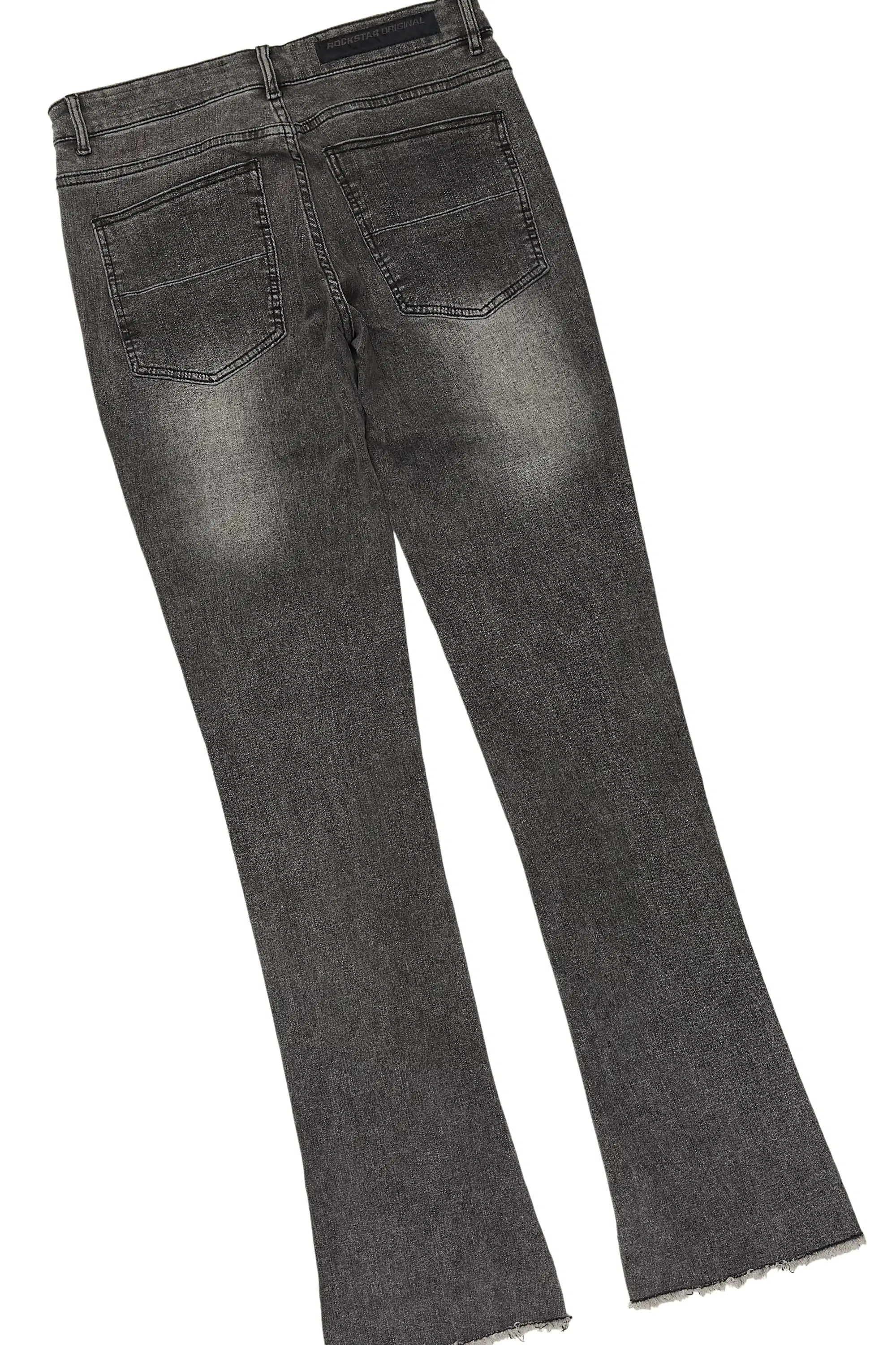 Espan Dark Grey Denim Jacket/Stacked Flare Jean Set - Image 10